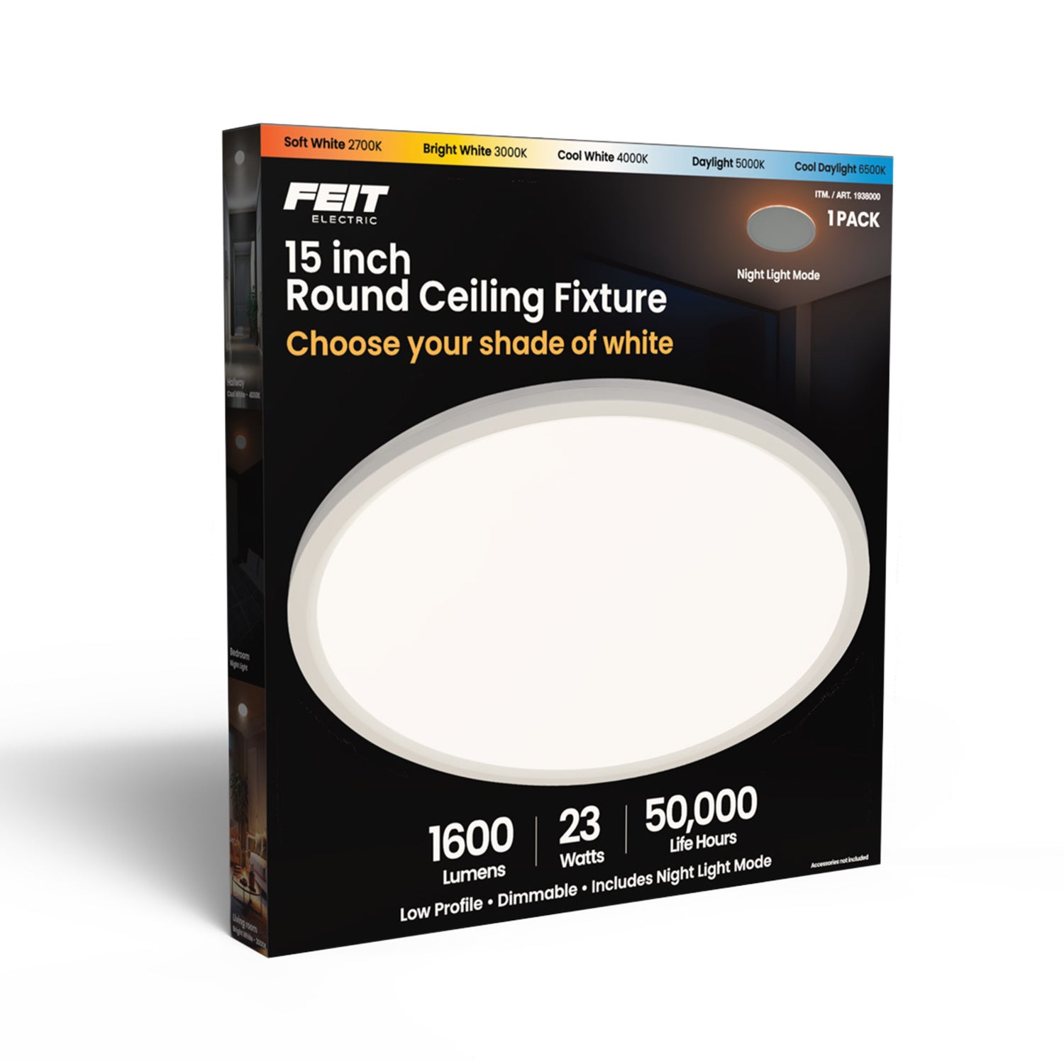 15" 5CCT Edge-Lit Flat Panel LED Ceiling Fixture