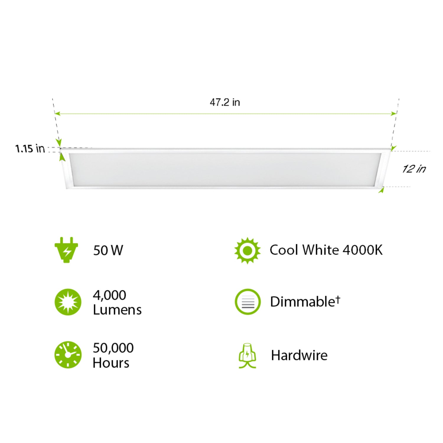 1 ft. x 4 ft. 50W Cool White (4000K) Dimmable LED Flat Panel Ceiling Light