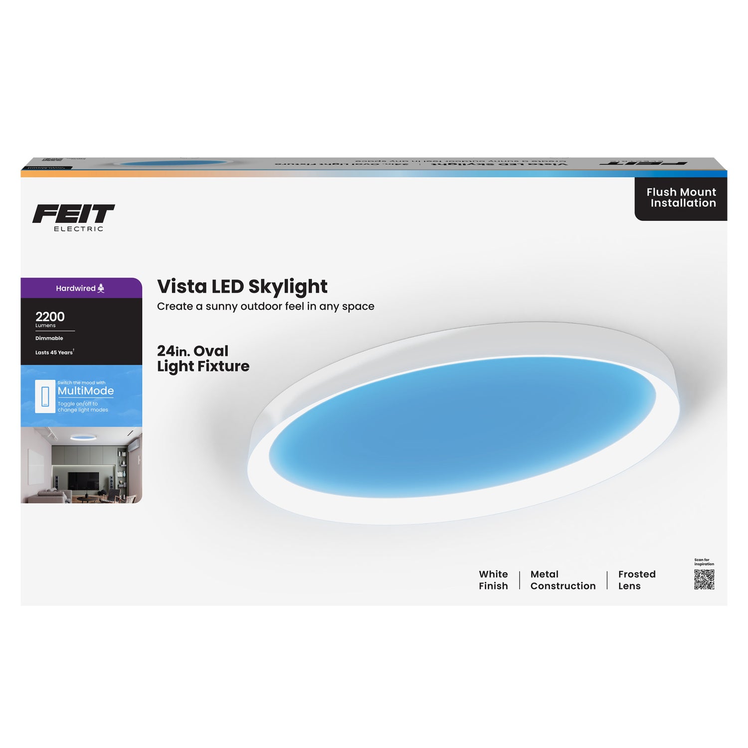 Vista 24 in. Oval Flush Mount LED Skylight Fixture
