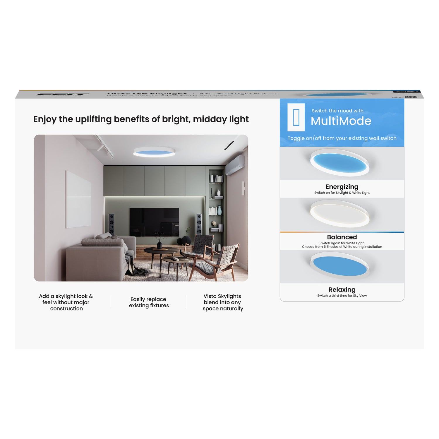 Vista 24 in. Oval Flush Mount LED Skylight Fixture