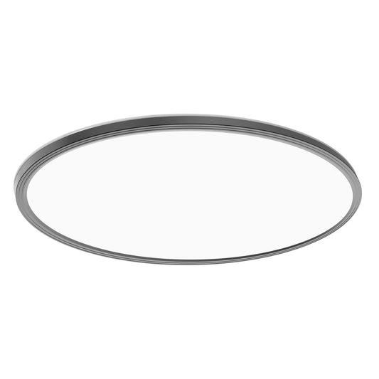 32 in. 50W 6-Way Selectable White Oval Nickel and Matte Black Edge-lit Flat Panel Ceiling Light with Switch Mode