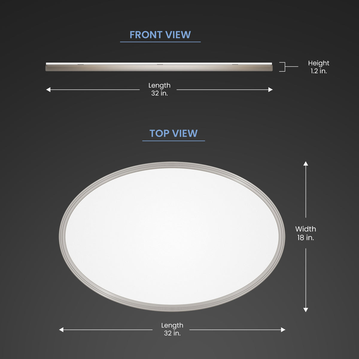 32 in. 50W 6-Way Selectable White Oval Nickel and Matte Black Edge-lit Flat Panel Ceiling Light with Switch Mode