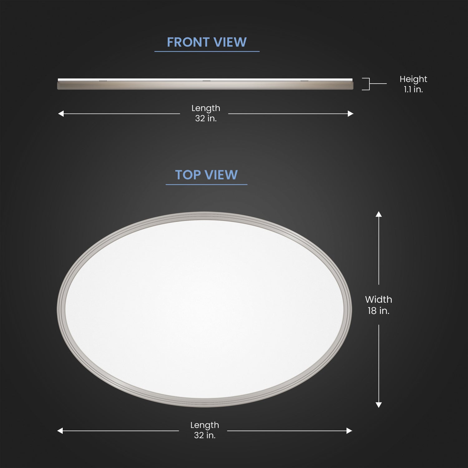 32 in. 50W 6-Way Selectable White Oval Nickel and Matte Black Edge-lit Flat Panel Ceiling Light with Switch Mode