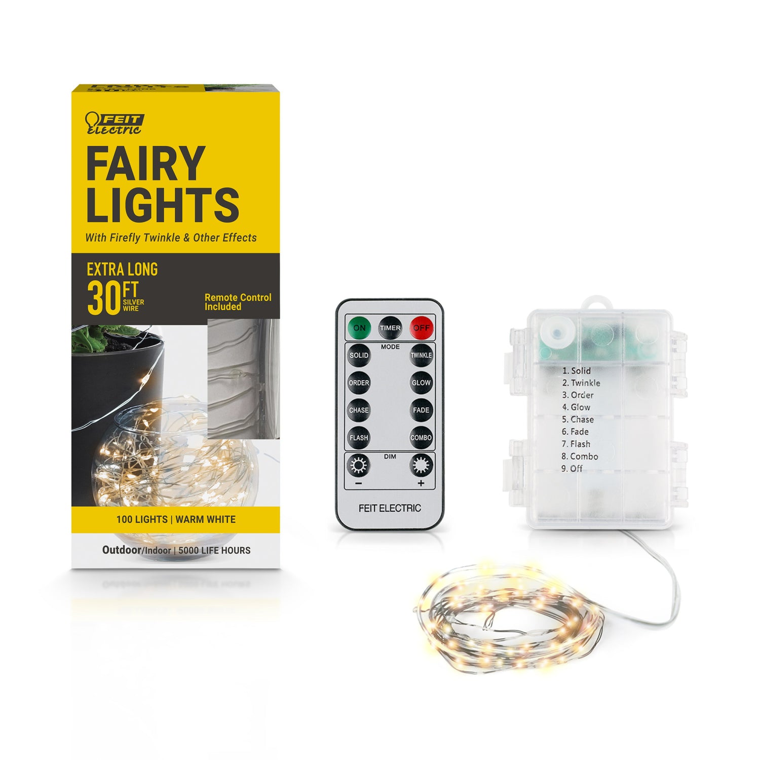 30 ft. Silver Wire Warm White LED Fairy String Light with Remote