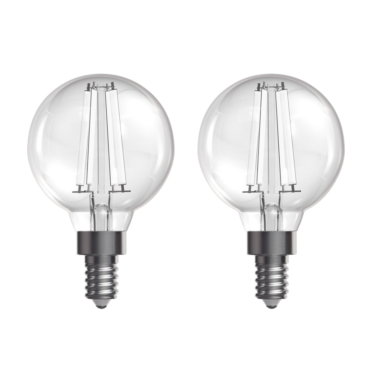 3.8W (40W Replacement) Daylight (5000K) G16 1/2 Globe Shape (E12 Base) Exposed White Filament LED Bulb (2-Pack)