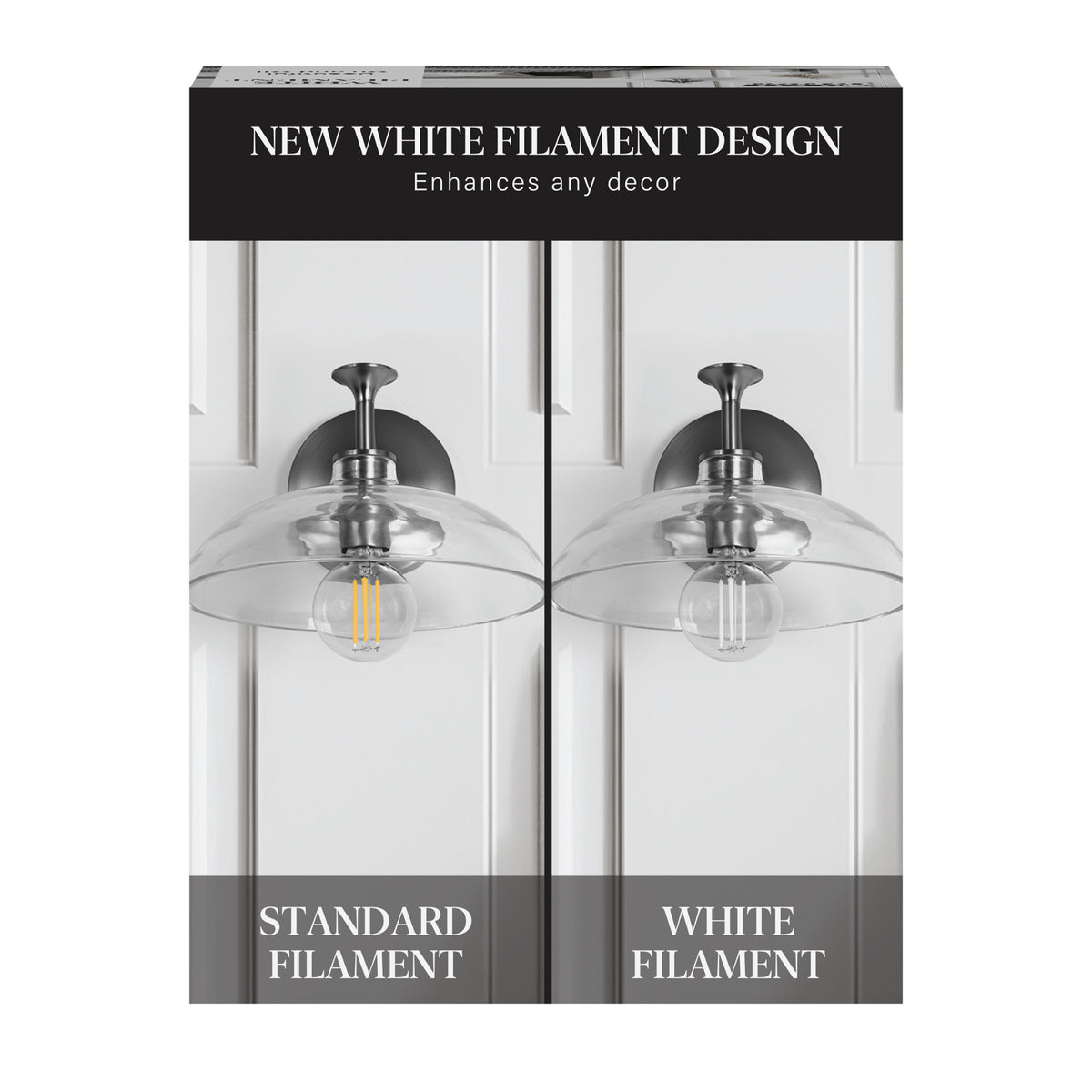 5.5W (60W Replacement) Soft White (2700K) G16 1/2 Globe Shape (E12 Base) Exposed White Filament LED Bulb (2-Pack)