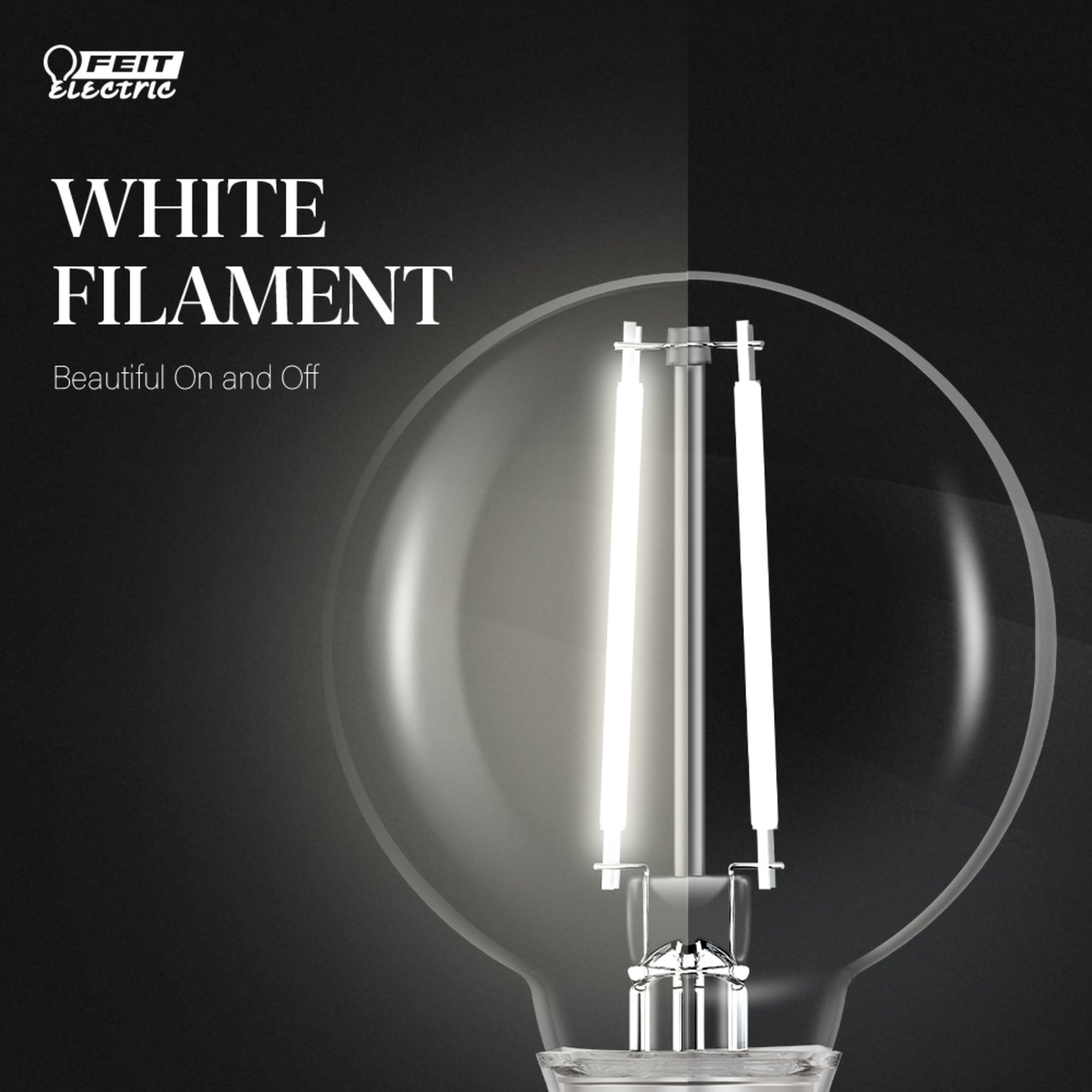 5.5W (60W Replacement) True White (3500K) G16 1/2 Globe Shape (E12 Base) Exposed White Filament LED Bulb (2-Pack)