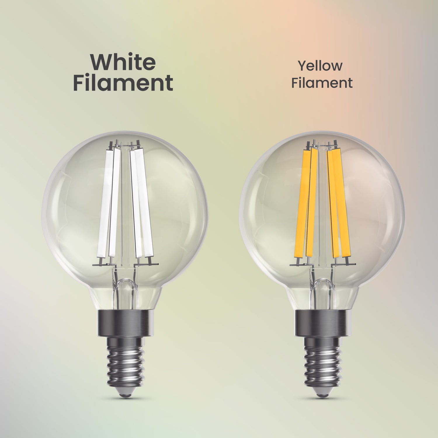 5.5W (60W Replacement) True White (3500K) G16 1/2 Globe Shape (E12 Base) Exposed White Filament LED Bulb (2-Pack)