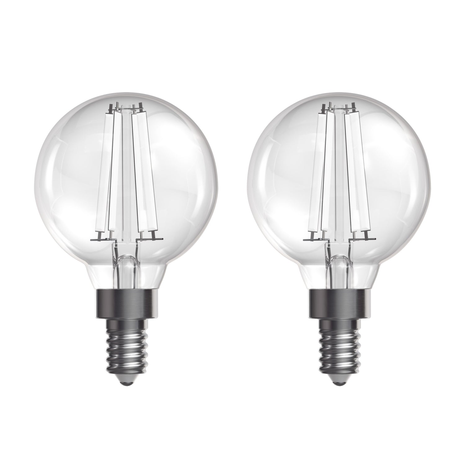 5.5W (60W Replacement) True White (3500K) G16 1/2 Globe Shape (E12 Base) Exposed White Filament LED Bulb (2-Pack)