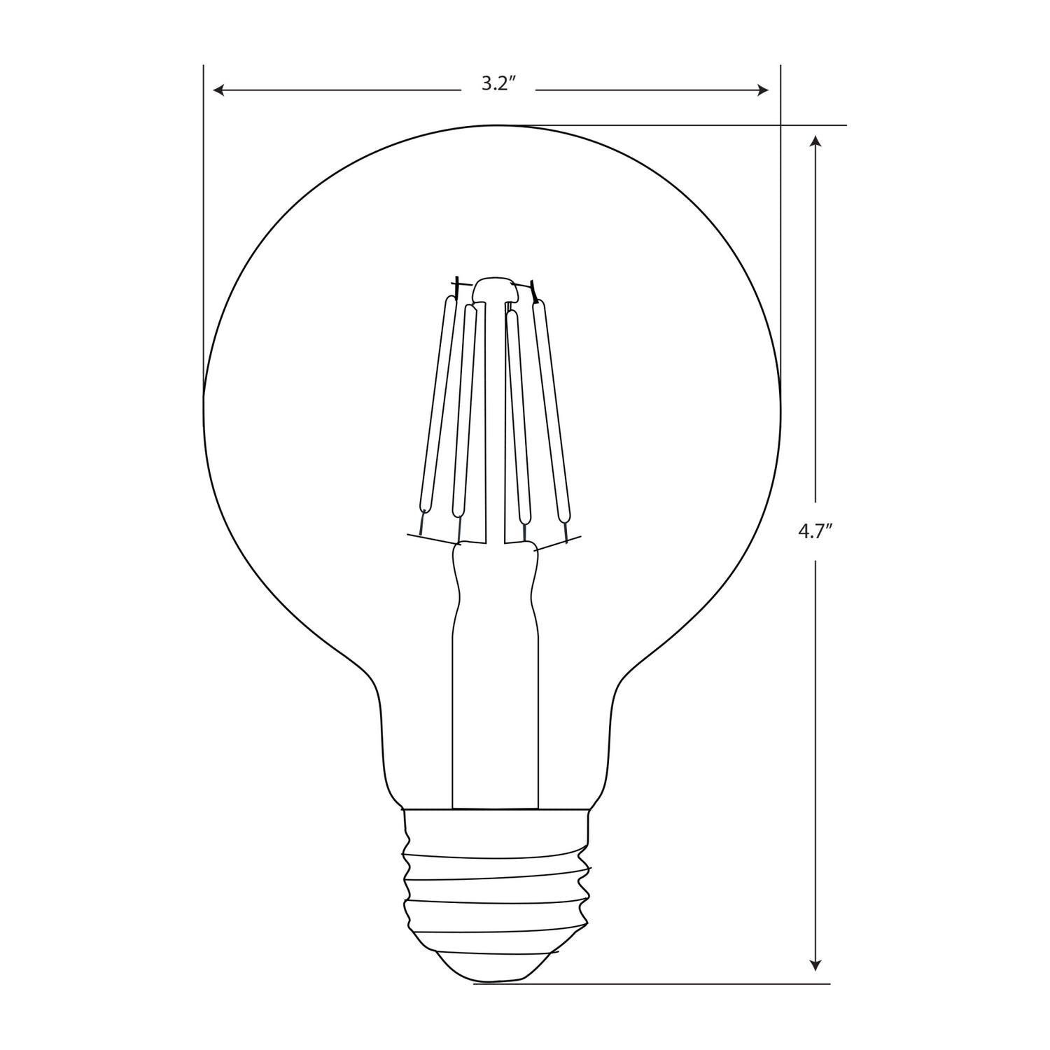 5W (40W Replacement) G25 E26 Dimmable Straight Filament Smoke Glass Vintage Edison LED Light Bulb, Daylight