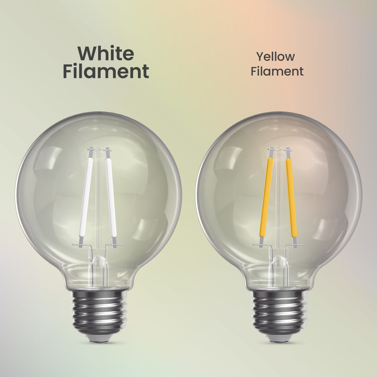 2.5W (25W Replacement) Soft White (2700K) Globe Shape (E26 Base) Exposed White Filament LED Bulb (3-Pack)