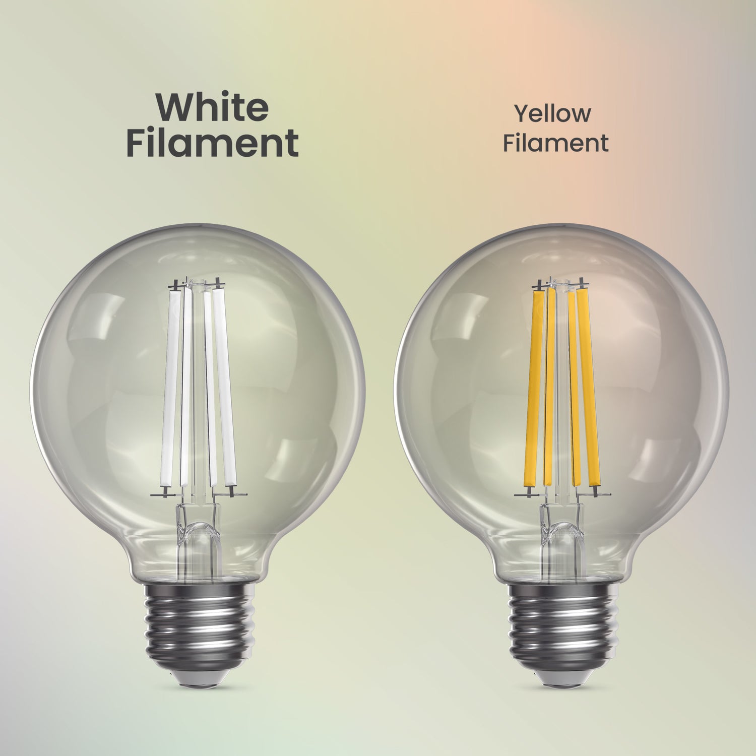 3.8W (40W Replacement) Soft White (2700K) Globe Shape (E26 Base) Exposed White Filament LED Bulb (3-Pack)
