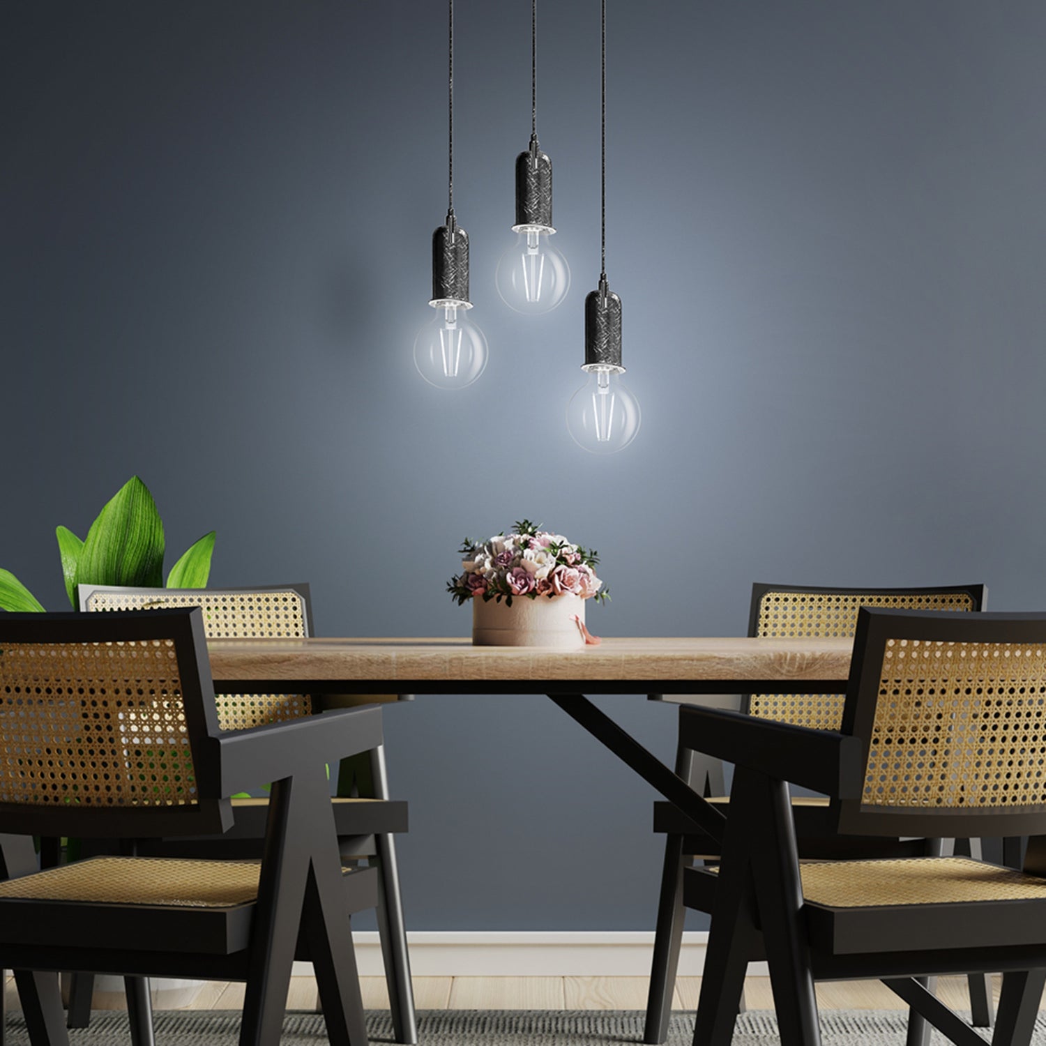 3.8W (40W Replacement) Daylight (5000K) Globe Shape (E26 Base) Exposed White Filament LED Bulb (3-Pack)