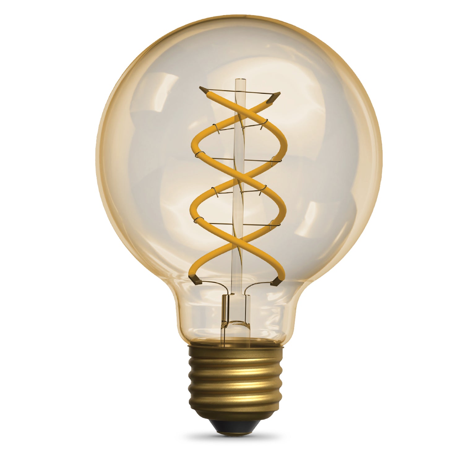 3.8W (40W Replacement) Amber G25 Globe E26 Dimmable Vintage Spiral Filament LED Bulb, Warm Light