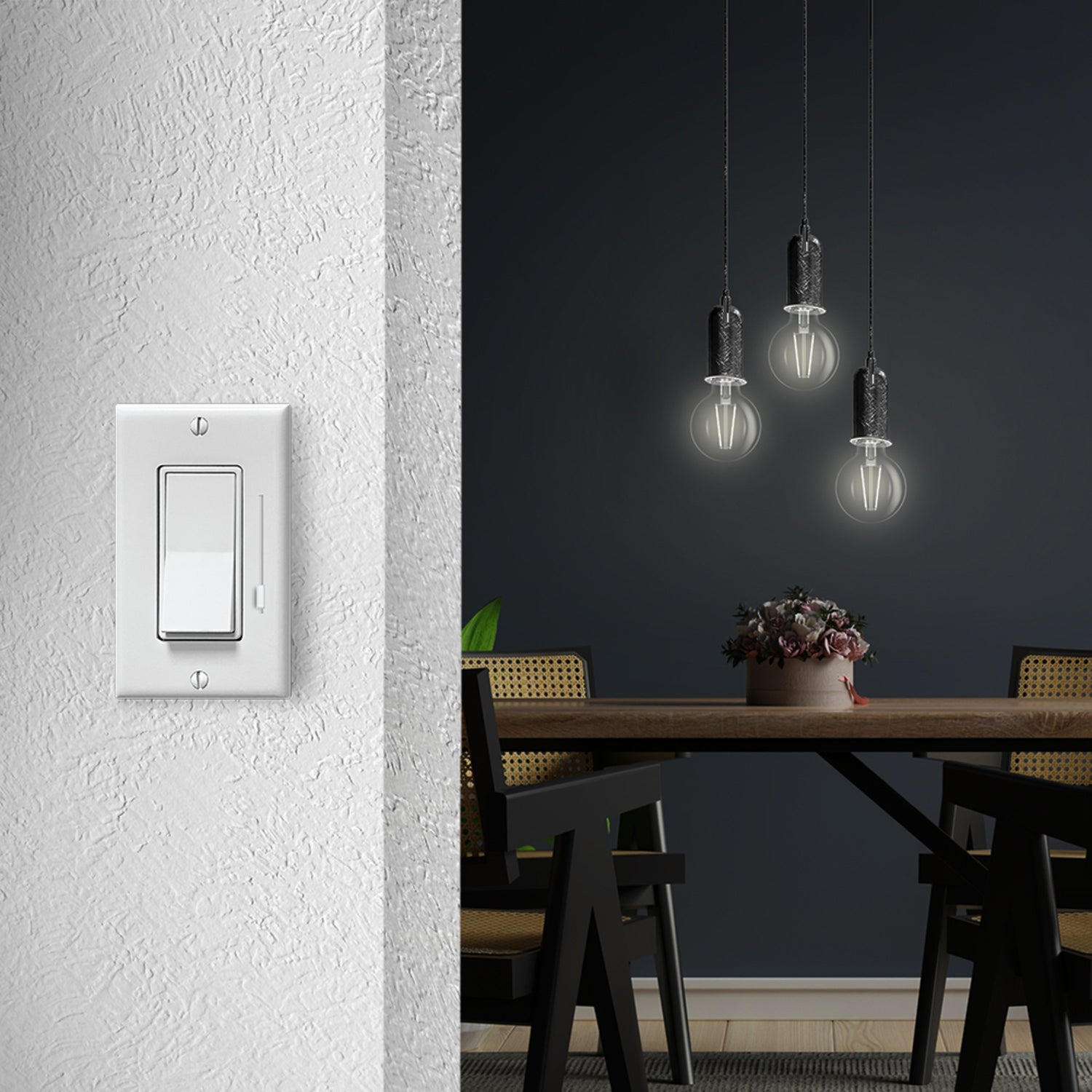 5.5W (60W Replacement) True White (3500K) Globe Shape (E26 Base) Exposed White Filament LED Bulb (3-Pack)