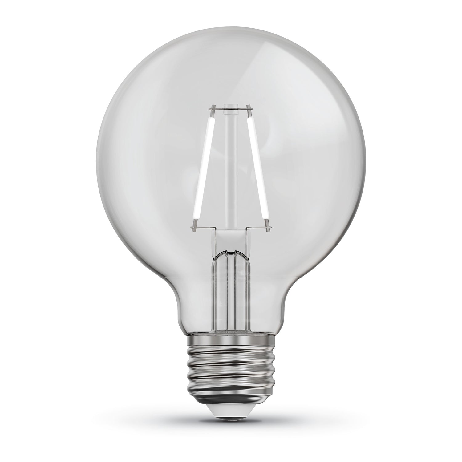 5.5W (60W Replacement) True White (3500K) Globe Shape (E26 Base) Exposed White Filament LED Bulb (3-Pack)