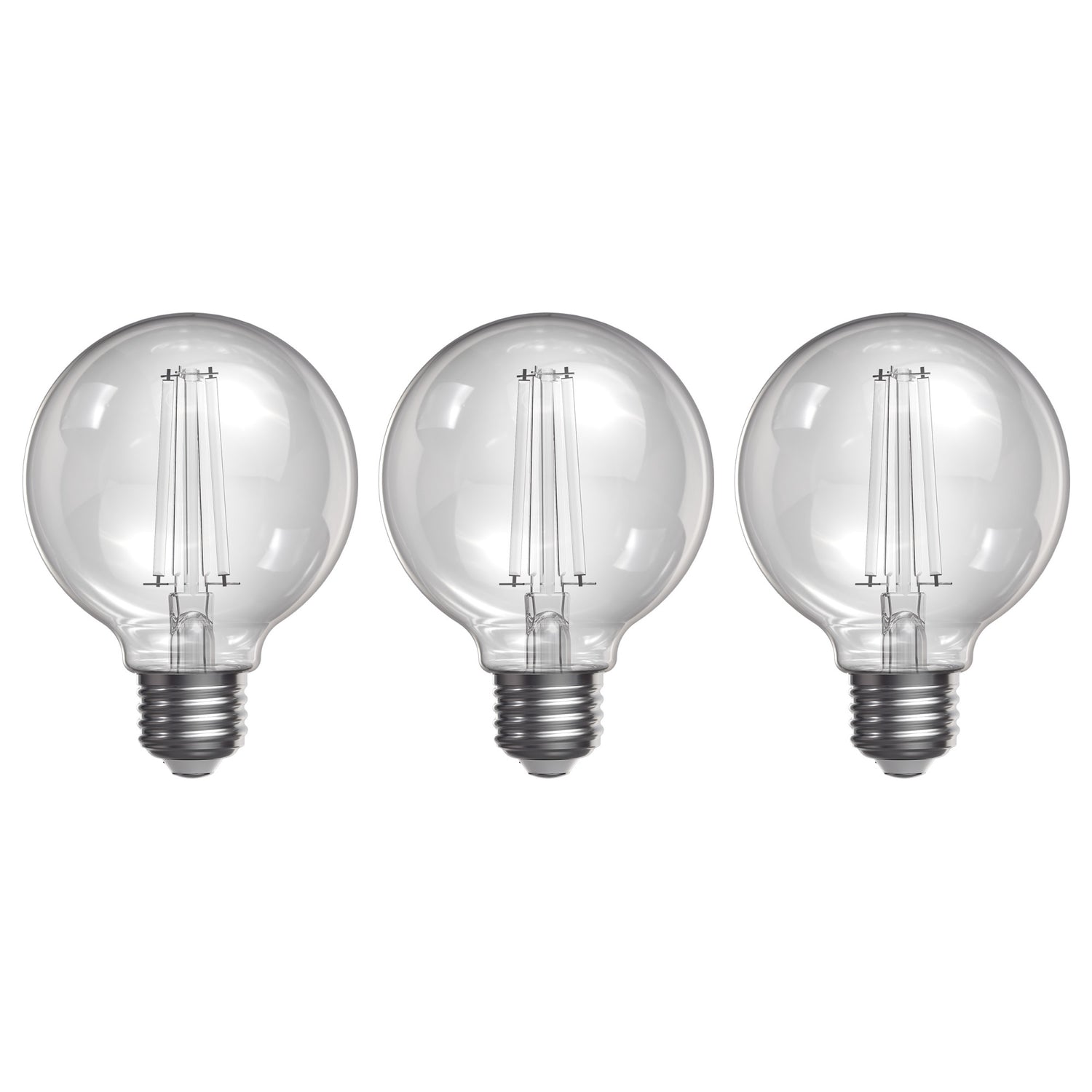 5.5W (60W Replacement) Daylight (5000K) Globe Shape (E26 Base) Exposed White Filament LED Bulb (3-Pack)