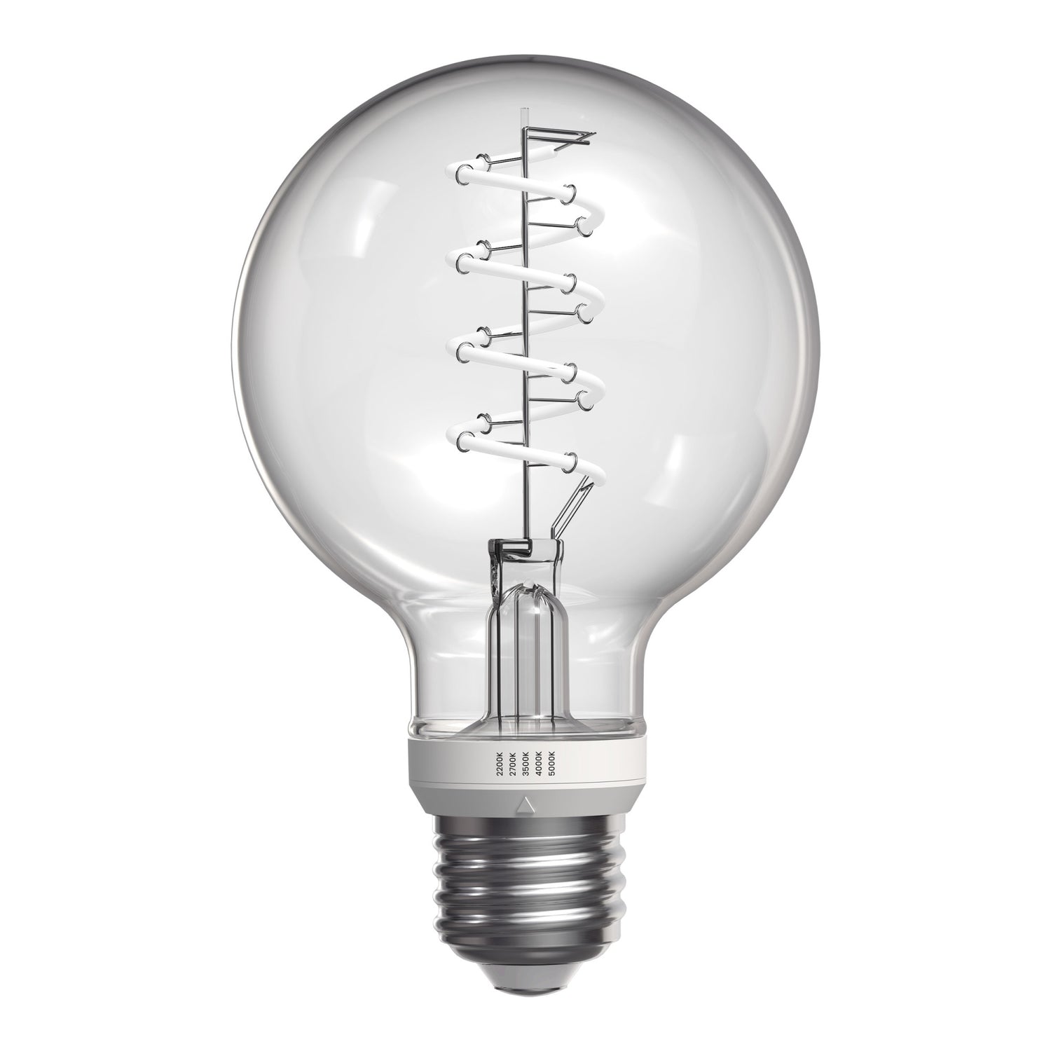 5.5W (60W Replacement) Twist & Select G25 Globe E26 Dimmable Spiral White Filament Clear Glass Globe LED Bulb