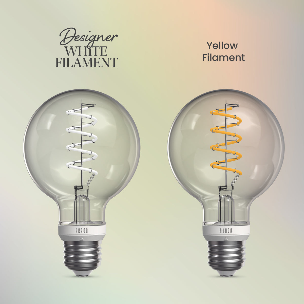 5.5W (60W Replacement) Twist & Select G25 Globe E26 Dimmable Spiral White Filament Clear Glass Globe LED Bulb