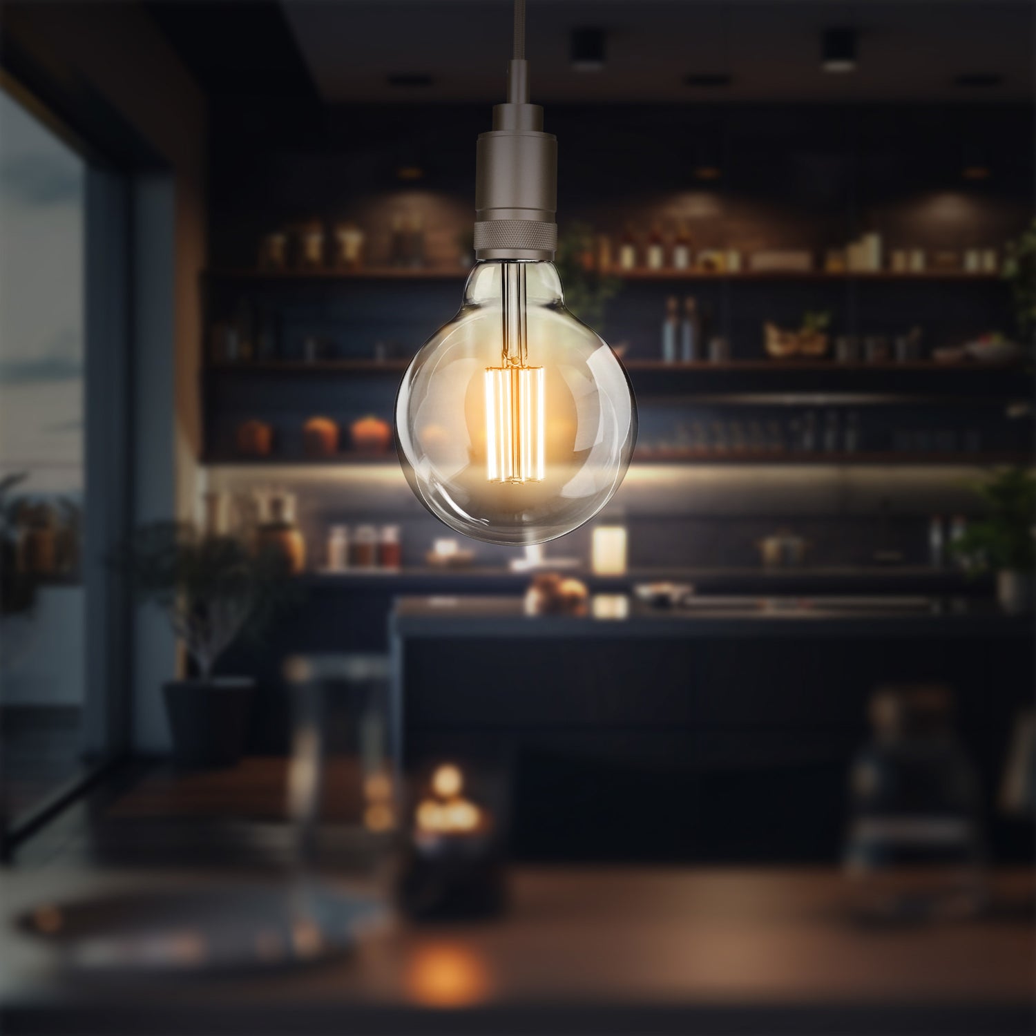 5.5W (60W Replacement) G30 E26 Dimmable Cage Filament Clear Glass Vintage Edison LED Light Bulb, Warm Light