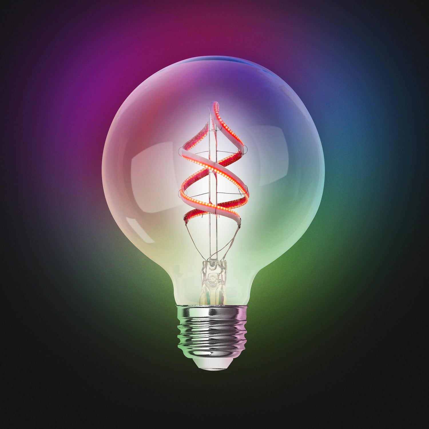 6W (60W Replacement) G30 E26 Dimmable Color Changing Spiral Filament Vintage Decorative Smart Wi-Fi LED Light Bulb
