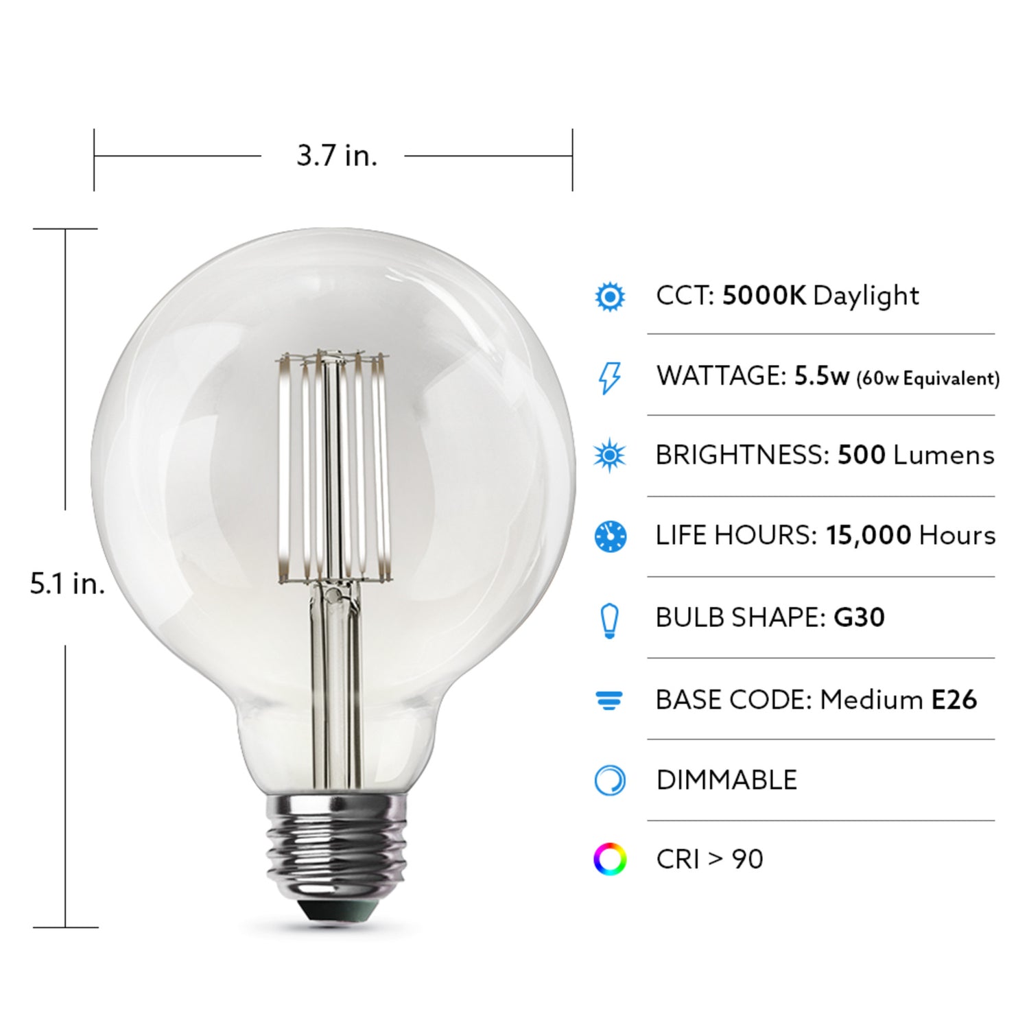 60-Watt Equivalent G30 Daylight Cage Filament LED
