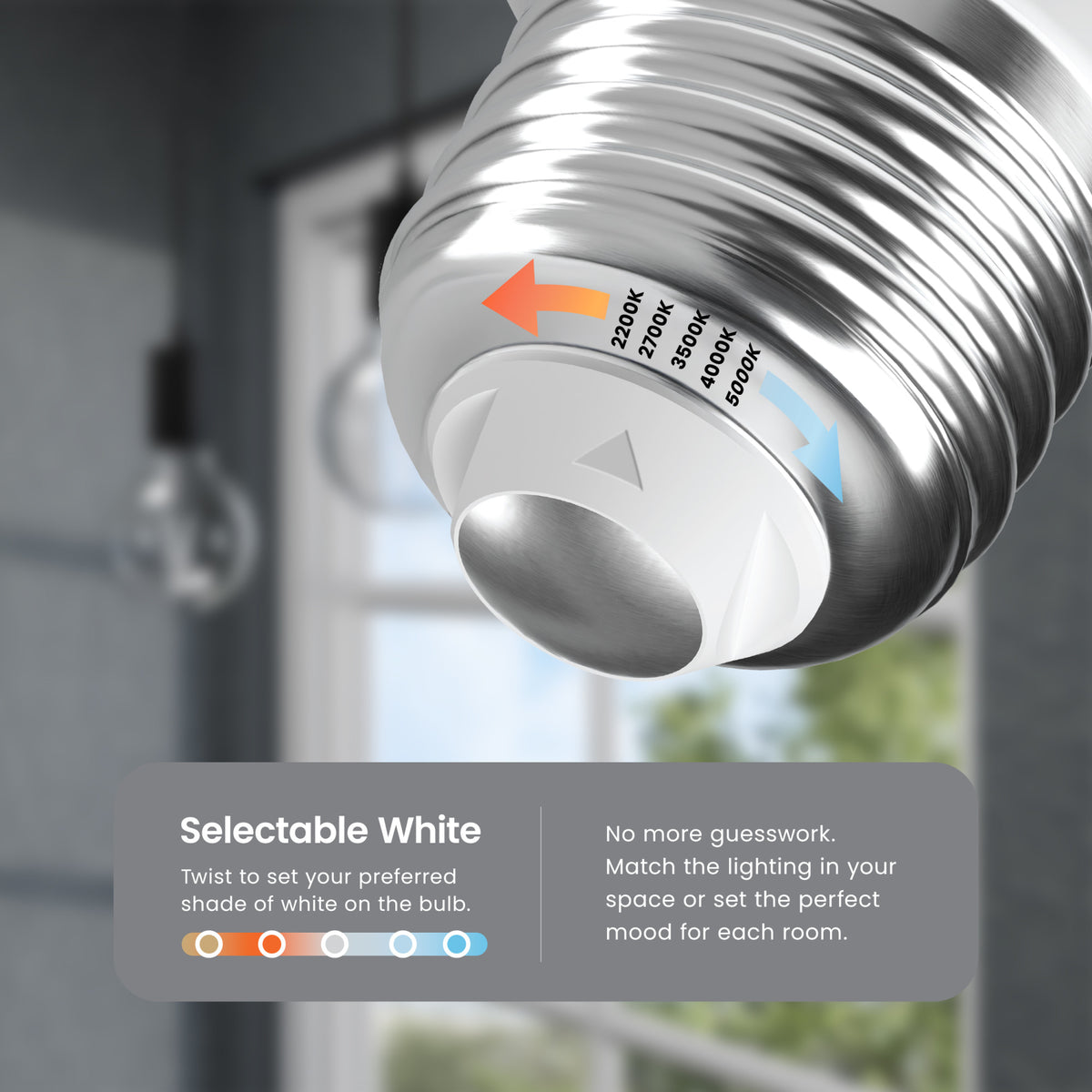15W (100W Replacement) G40 Globe E26 Dimmable White Filament Clear Globe LED Bulb, Selectable White