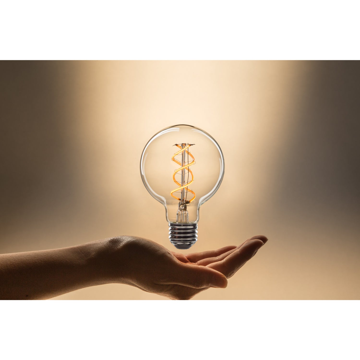 6.5W (60W Replacement) G63 E26 Dimmable Spiral Filament Amber Glass Vintage Edison LED Light Bulb, Warm White