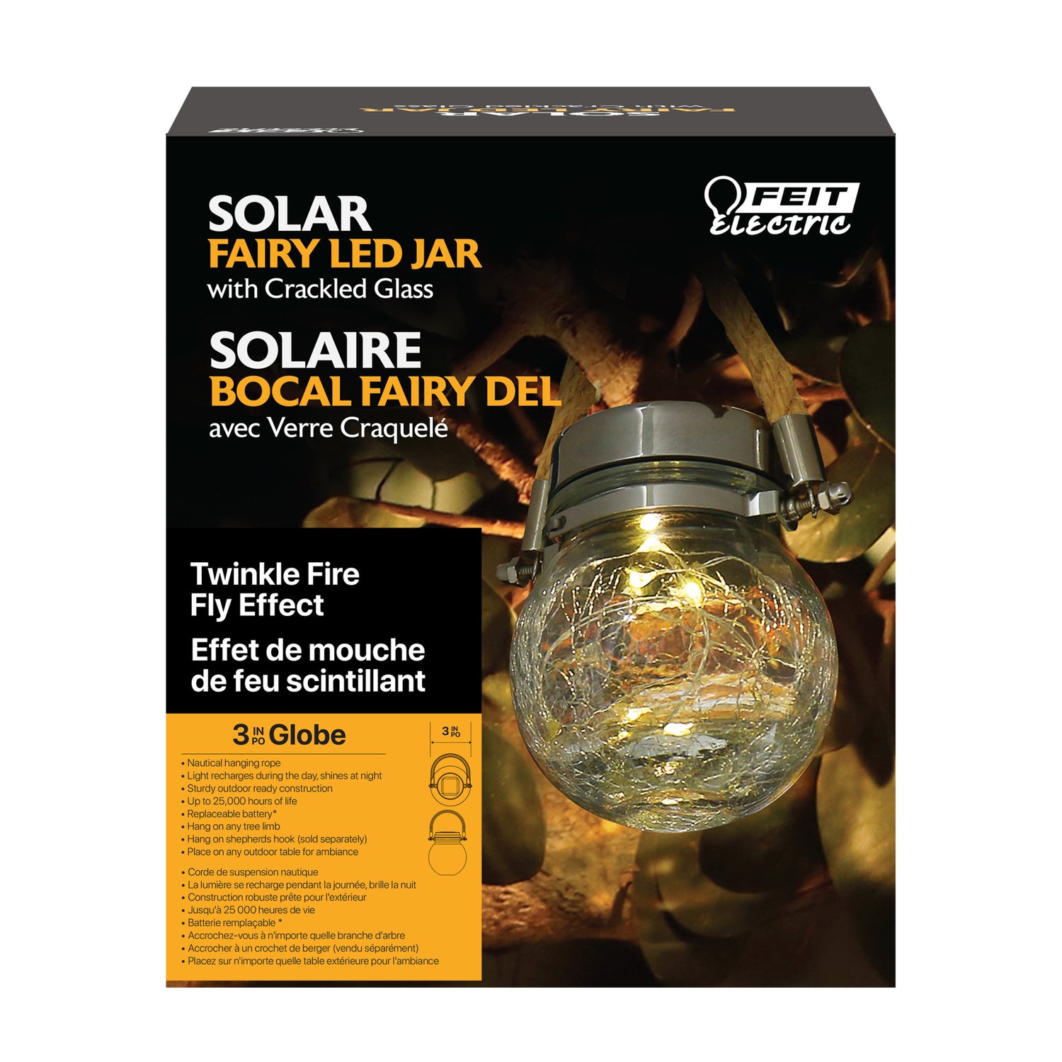 3 in. Solar Powered Fairy Jar Light