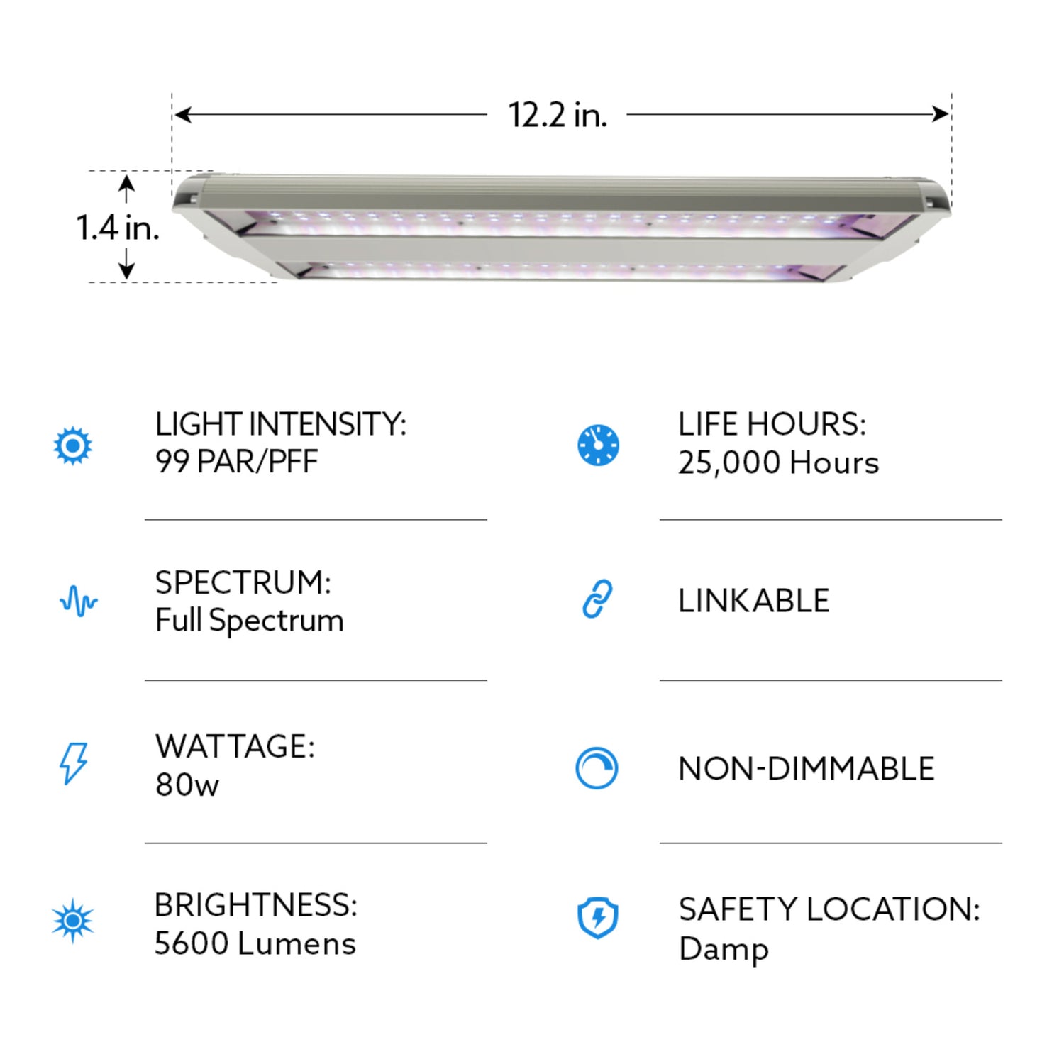 4ft LED Grow Light 80W Full Spectrum