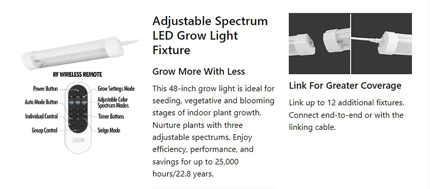 led plant grow light instructions 48 in. Adjustable Spectrum LED Grow Light With Remote Control