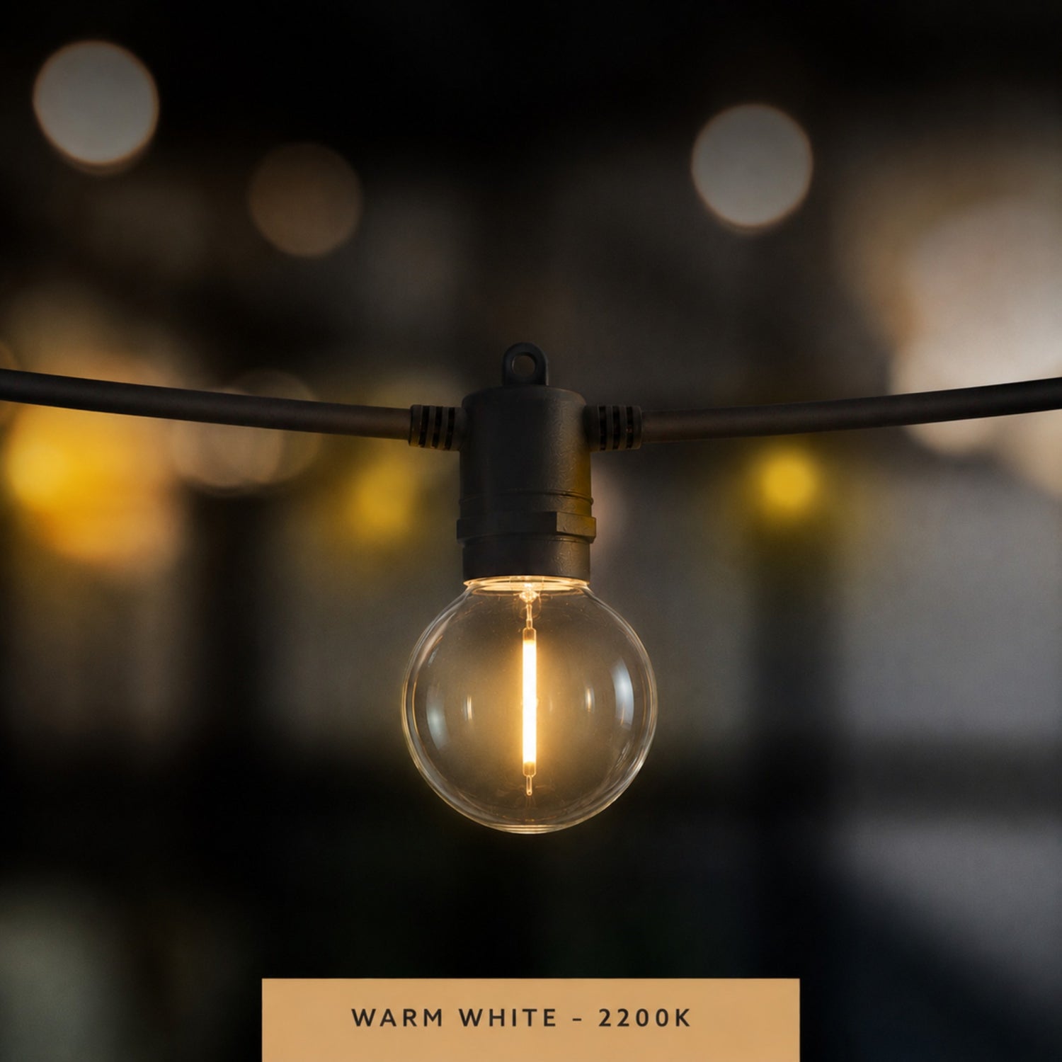 1W (11W Replacement) Warm White (2200K) G16 ½ E26 Base Globe String Light Replacement Bulb (4-Pack)