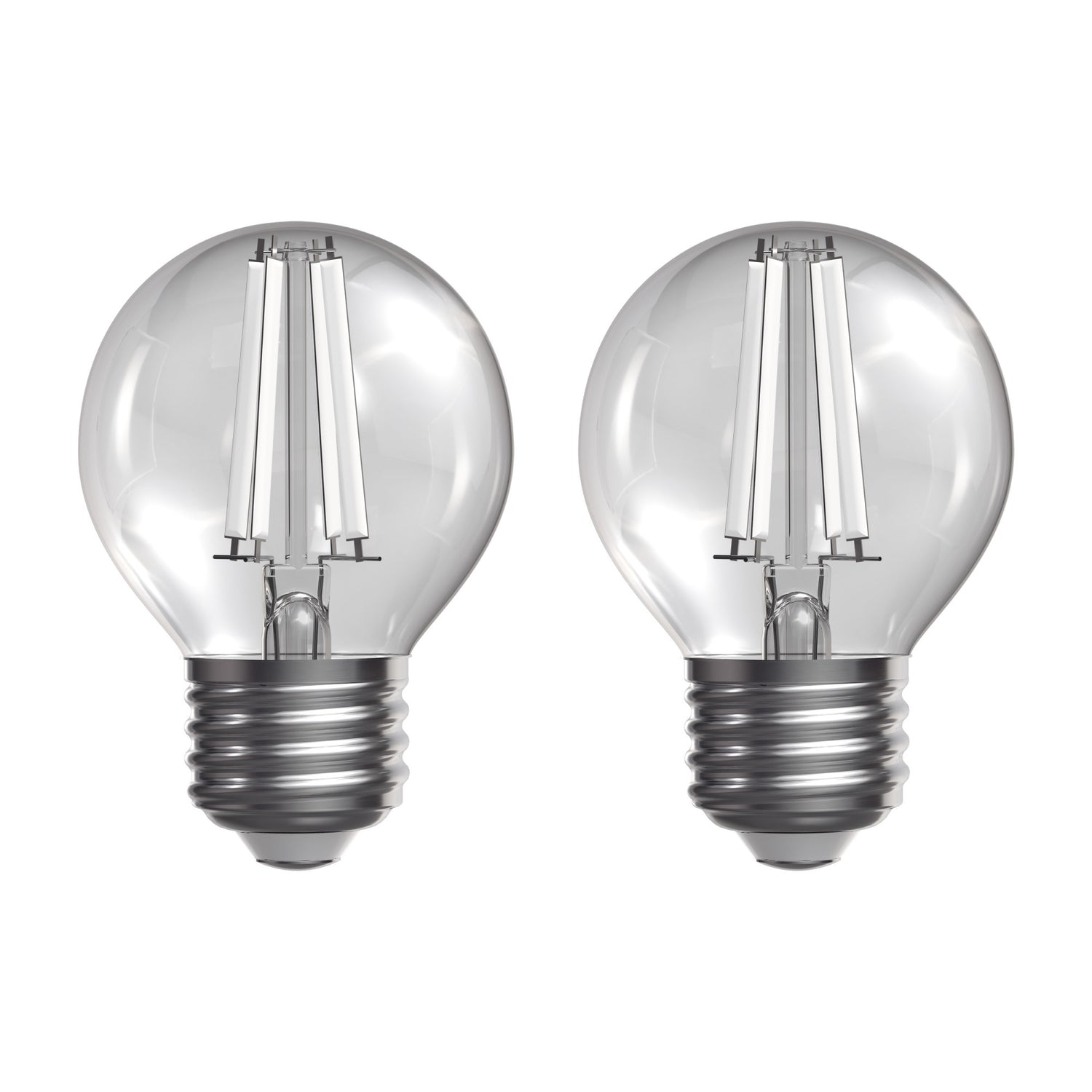 5.5W (60W Replacement) Soft White (2700K) G16 1/2 Globe Shape (E26 Base) Exposed White Filament LED Bulb (2-Pack)