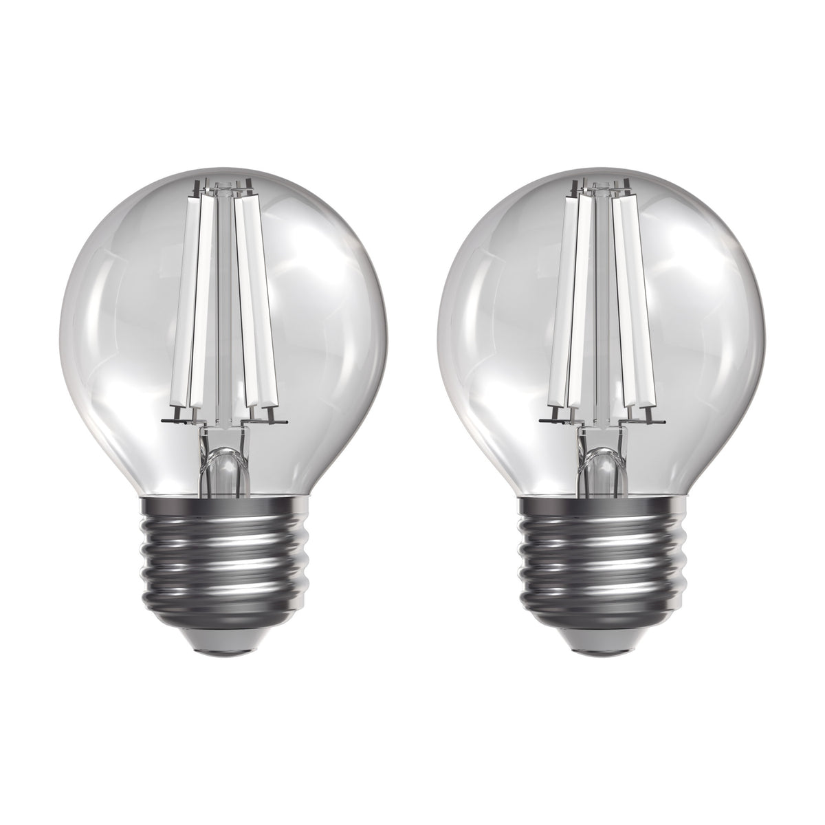5.5W (60W Replacement) Soft White (2700K) G16 1/2 Globe Shape (E26 Base) Exposed White Filament LED Bulb (2-Pack)