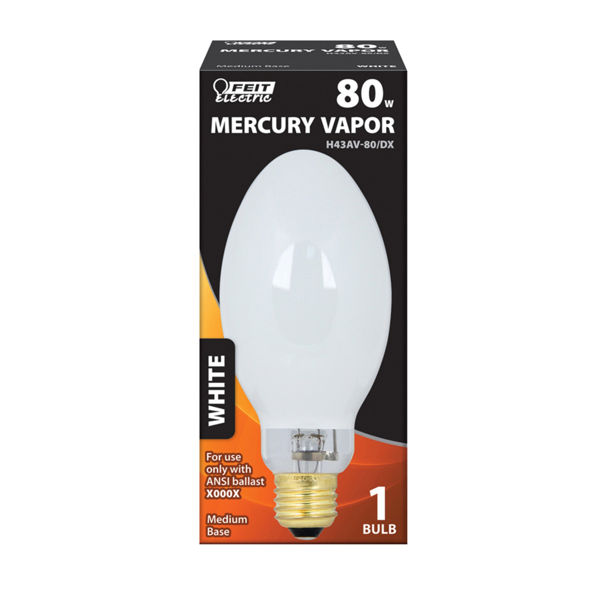 80W Deluxe White Medium Base Mercury Vapor Bulb