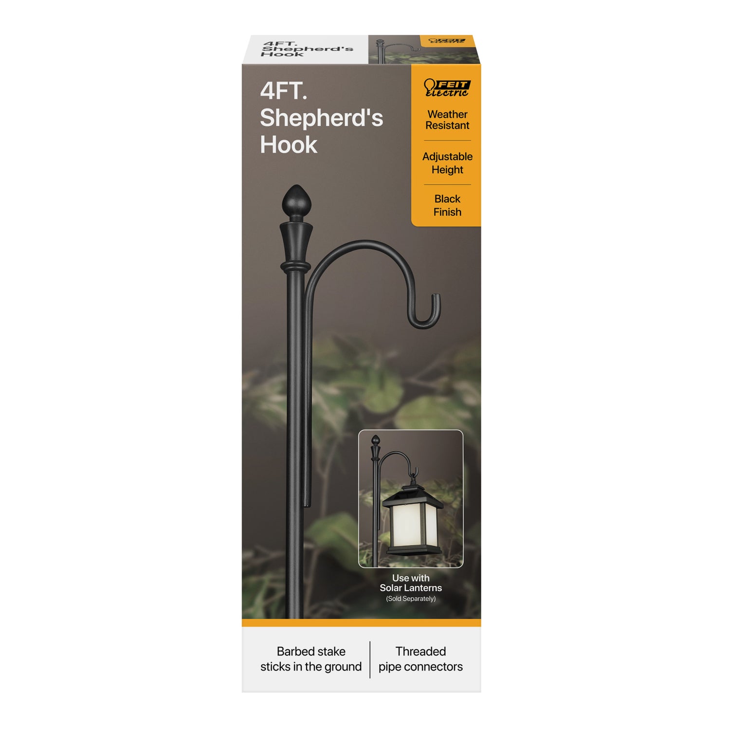 4 ft. Black Adjustable Shepherd's Hook
