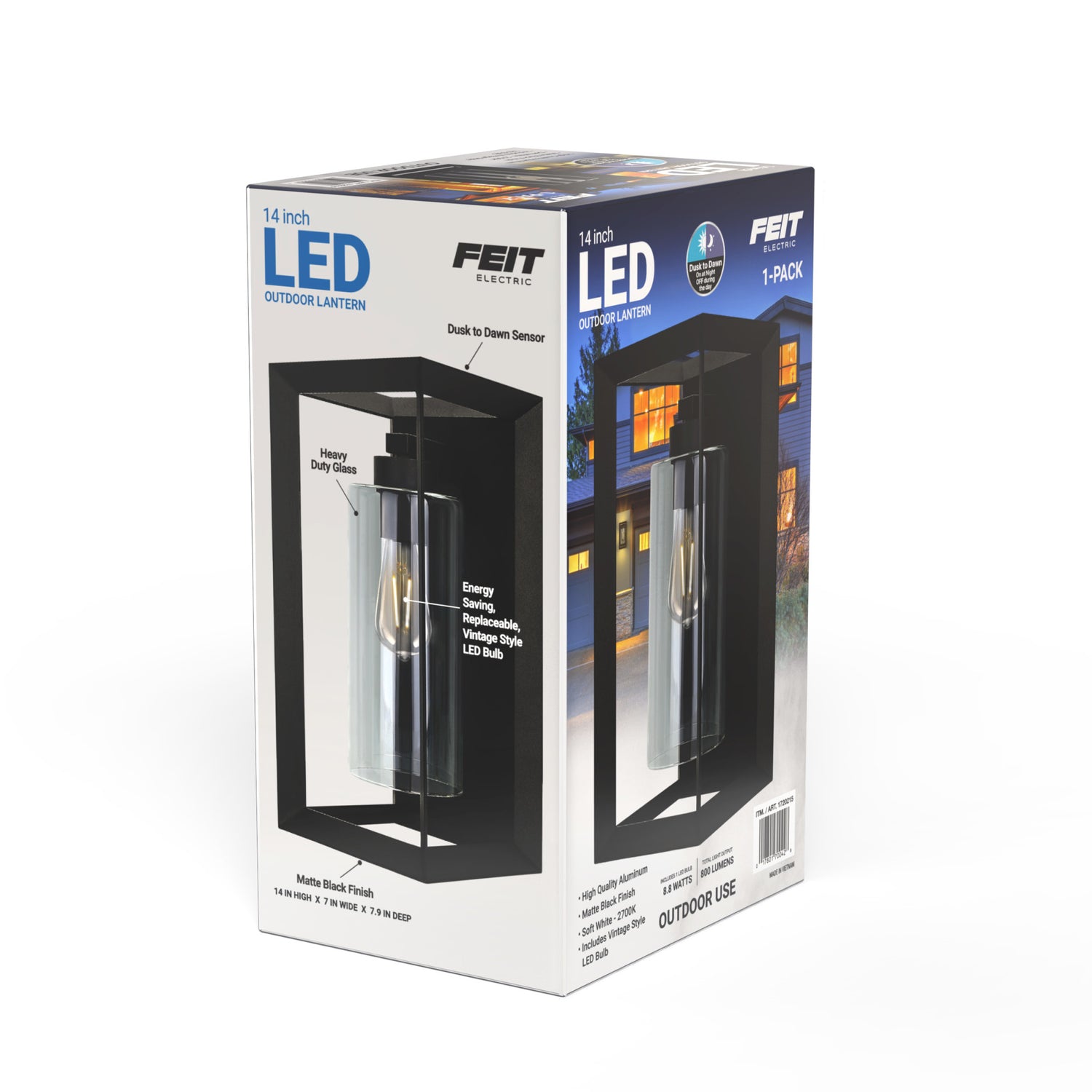 14 in. Rectangular LED Lantern, Black