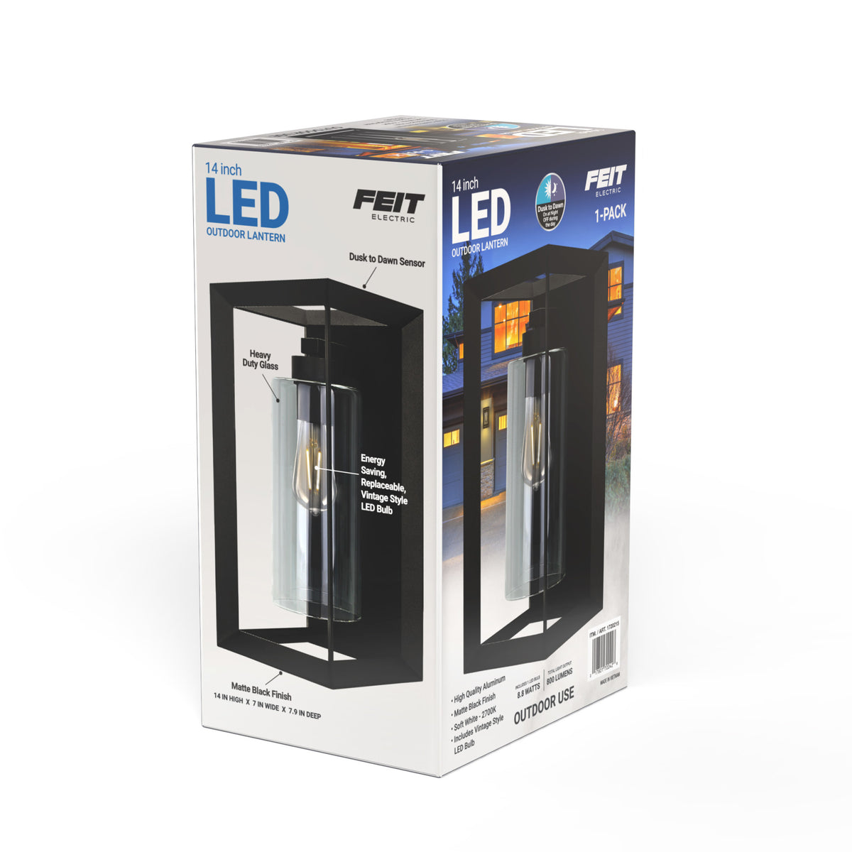 Handheld Lantern Rectangular 14 in. Rectangular LED Lantern, Black