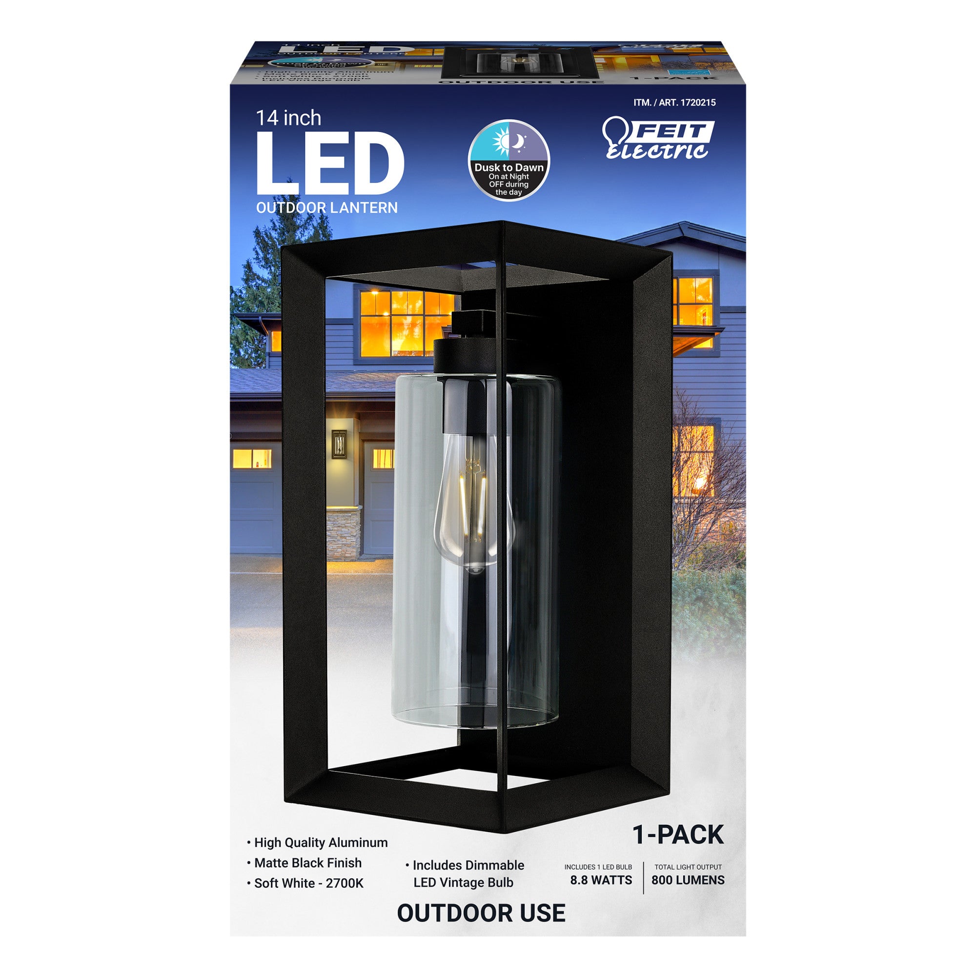 14 in. Rectangular LED Lantern, Black
