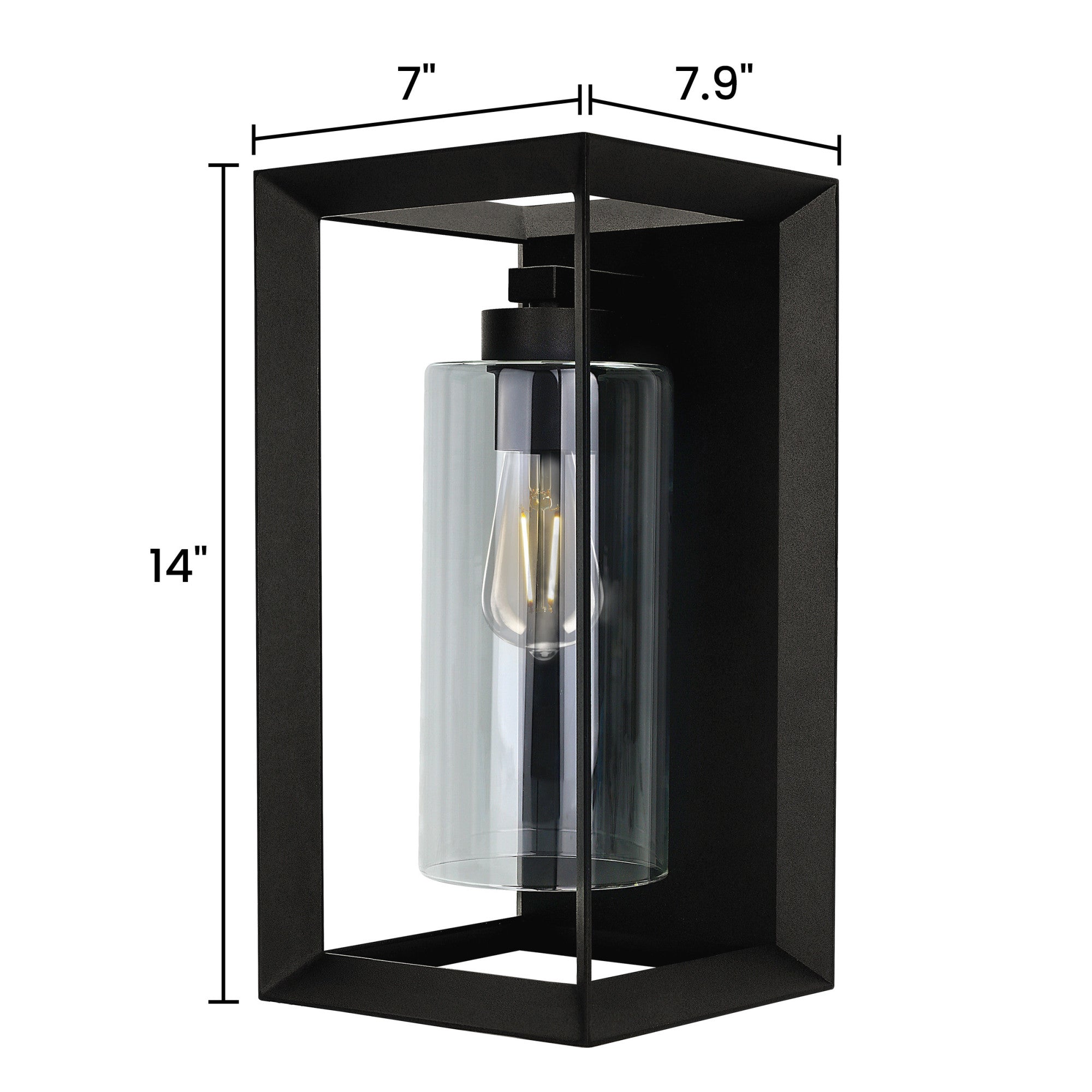 14 in. Rectangular LED Lantern, Black