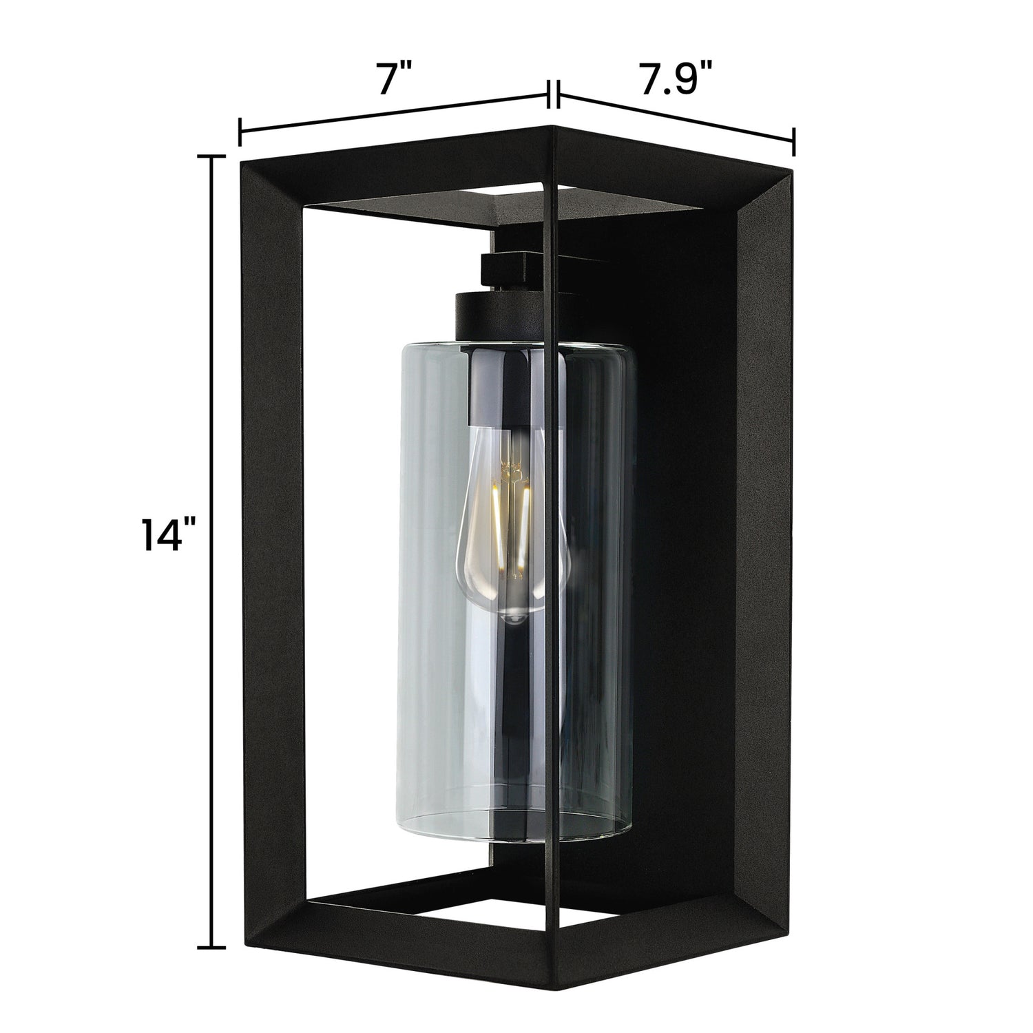14 in. Rectangular LED Lantern, Black