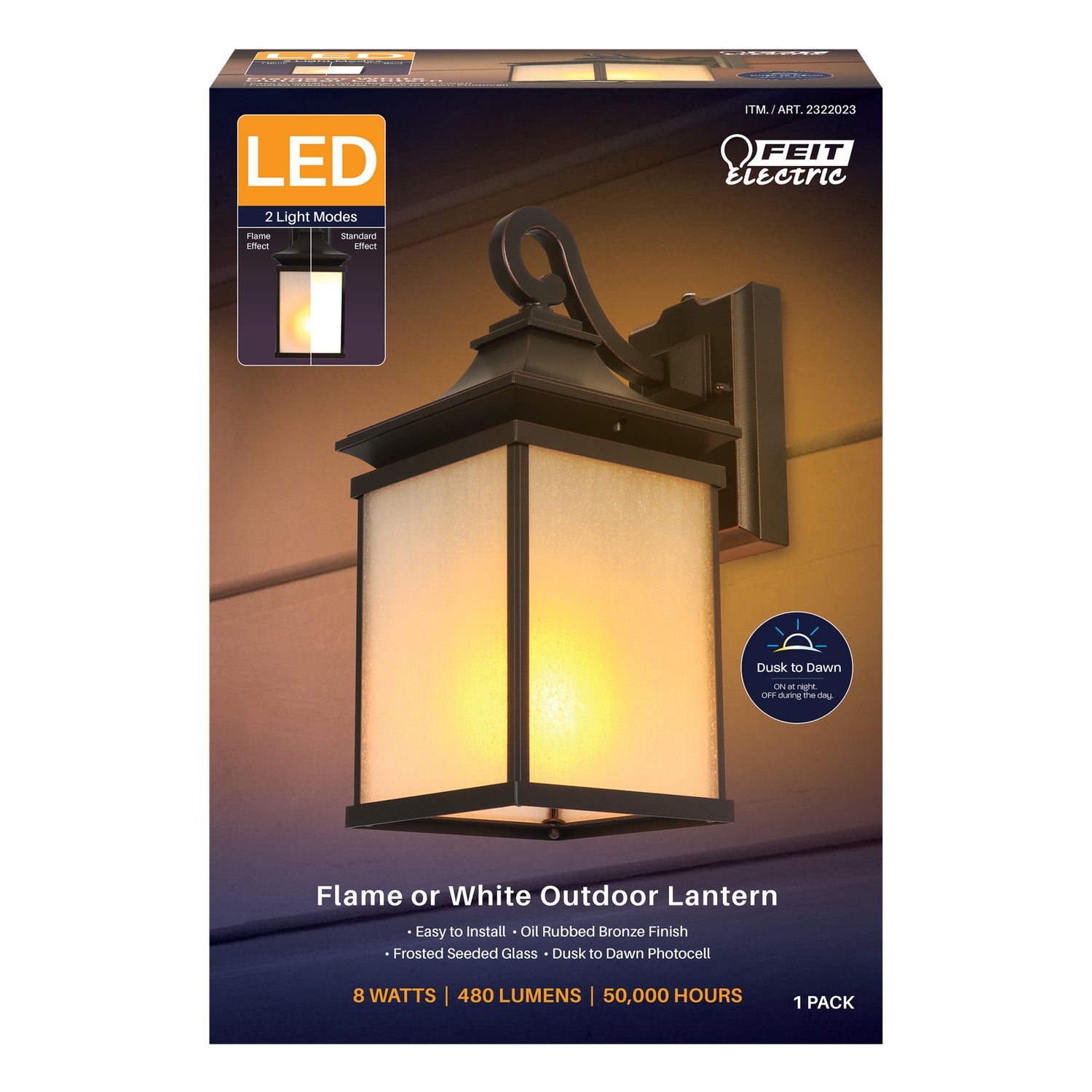 15 In. Soft White Dusk To Dawn LED Solid And Flame Effect Outdoor Lantern