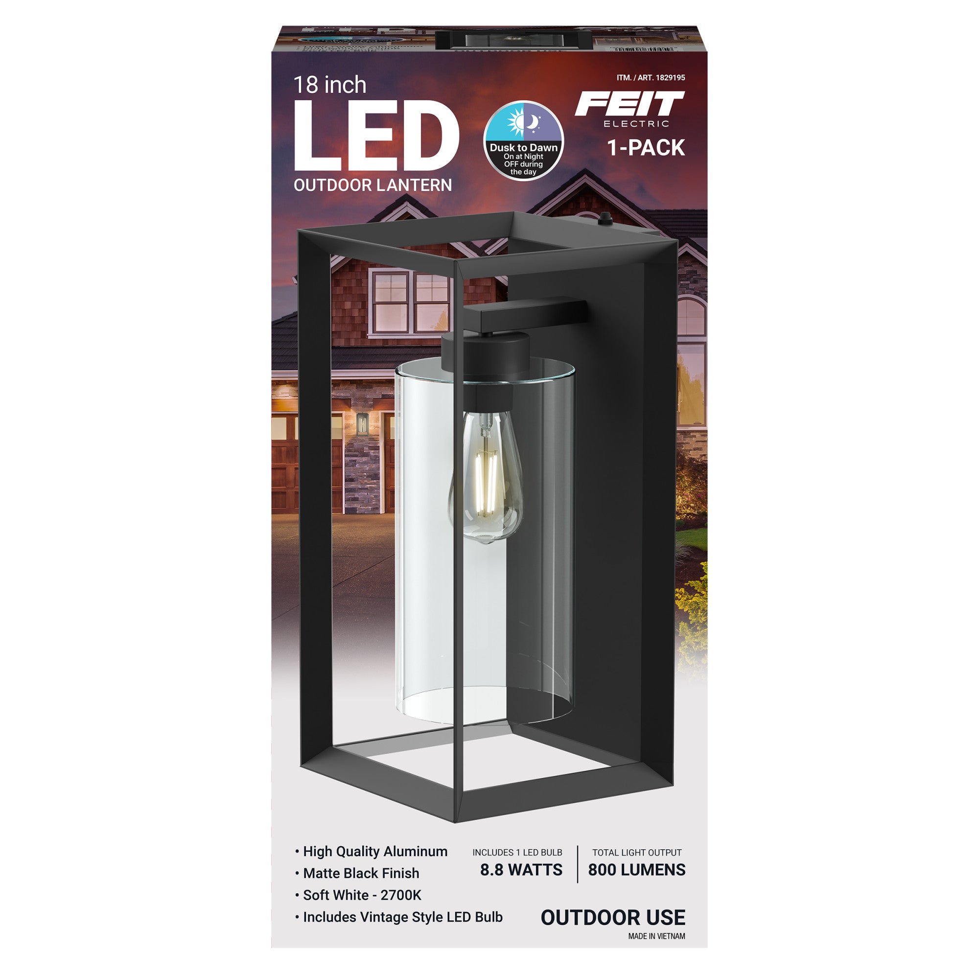Handheld Lantern Rectangular 18 in. Rectangular LED Lantern, Black