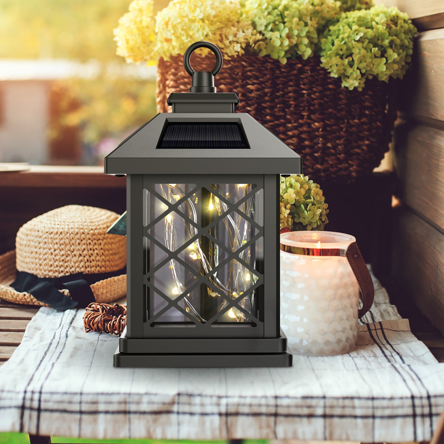 4 in. Square Solar Powered Outdoor Fairy Lantern