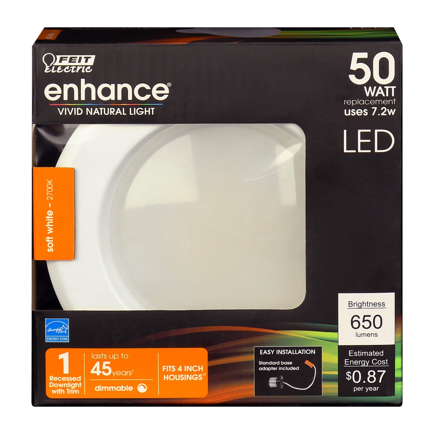 4 in. 7.2W (50W Replacement) Soft White (2700K) LED Recessed Downlight - Feit Electric