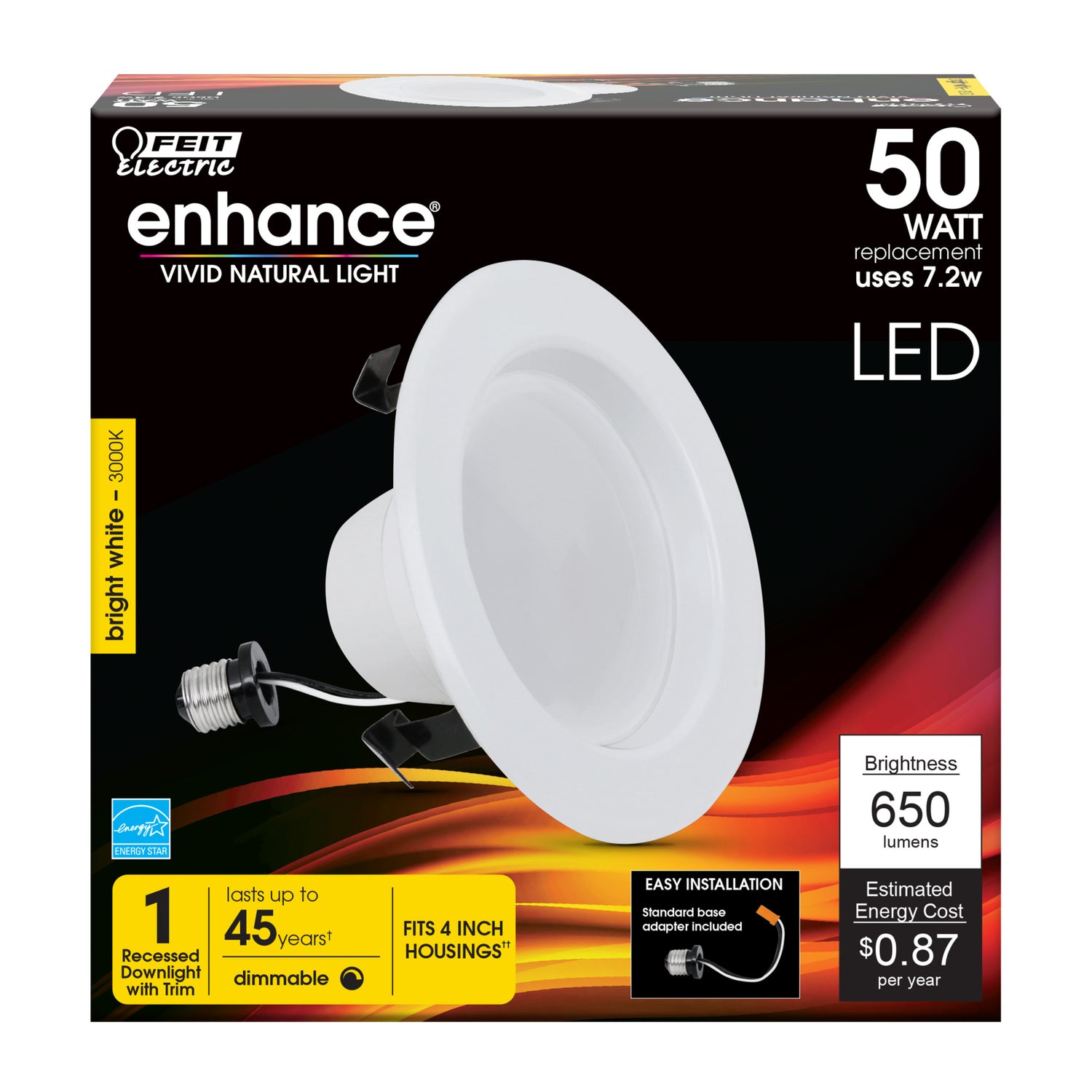 4 in. 7.2W (50W Replacement) Warm White (3000K) LED Recessed Downlight