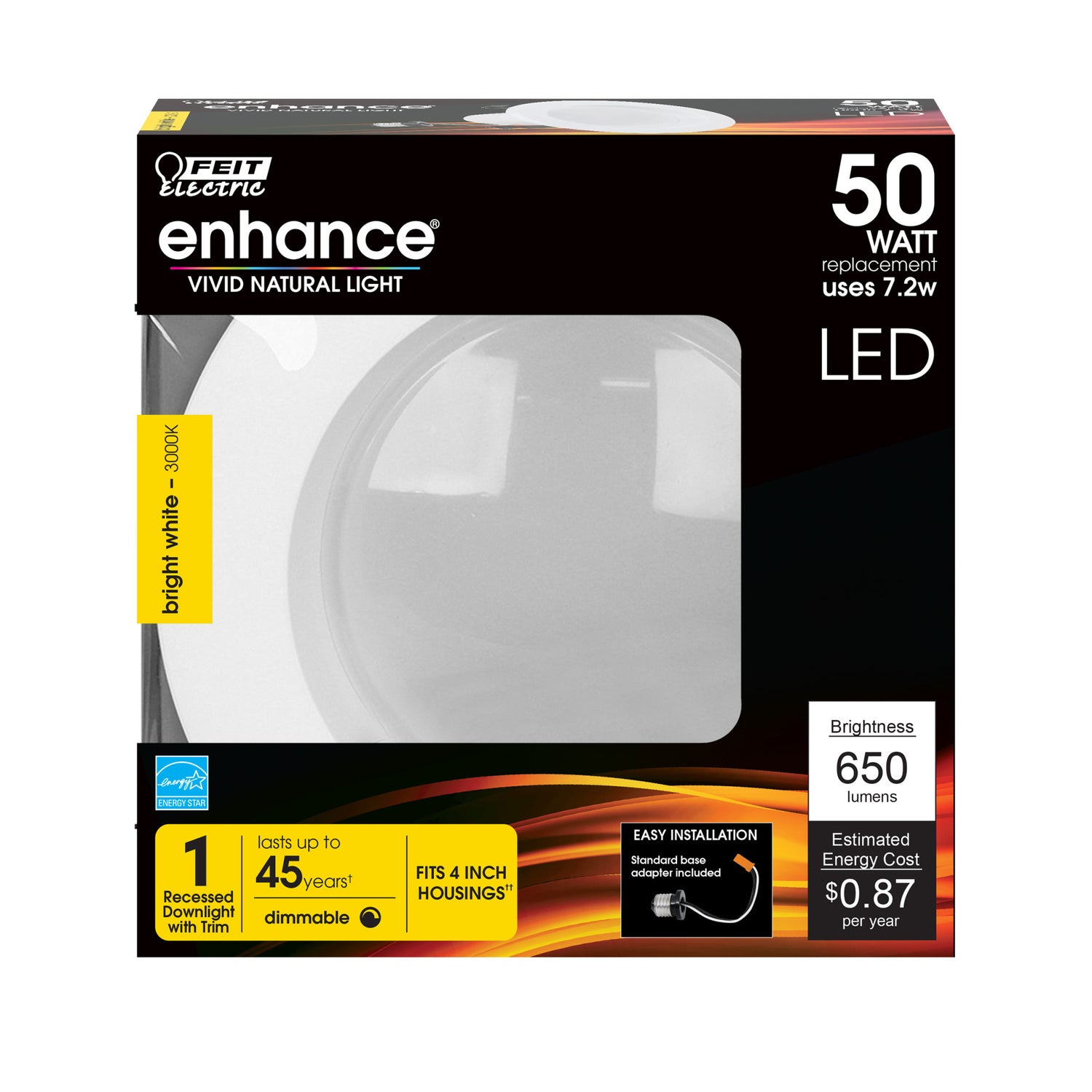 4 in. 7.2W (50W Replacement) Warm White (3000K) LED Recessed Downlight