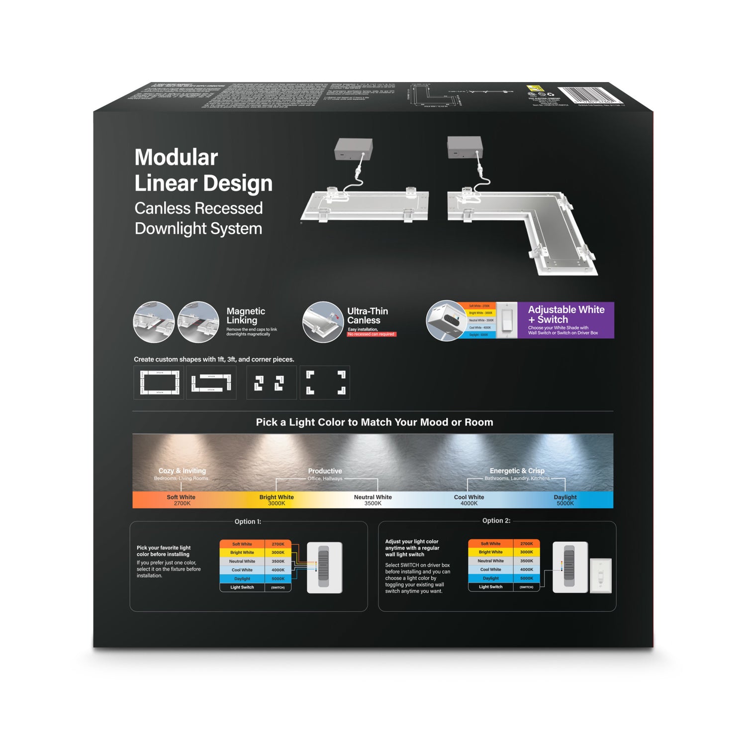 1 ft. x 1 ft. 30W (125W Replacement) Adjustable White L-Shape Linear LED Canless Recessed Downlight