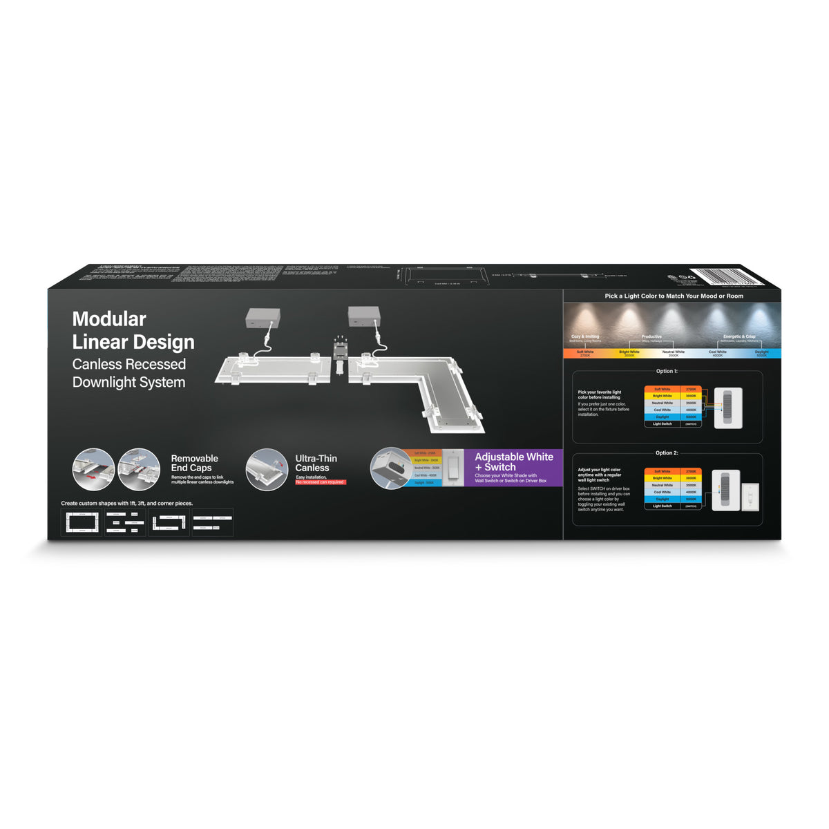 1 ft. 15W (75W Replacement) Adjustable White Linear LED Canless Recessed Downlight  with Switch Mode