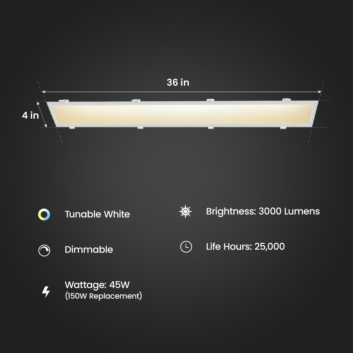 3 ft. 45W (150W Replacement) Adjustable White Linear LED Canless Recessed Downlight with Switch Mode
